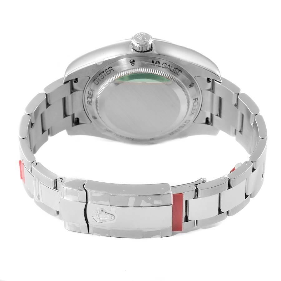 Rolex Milgauss Black Dial Green Crystal Steel Mens Watch 116400V Unworn For Sale 3