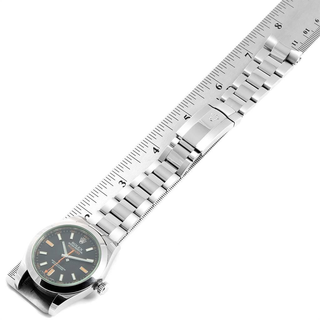 Rolex Milgauss Black Dial Green Domed Bezel Crystal Men's Watch 116400V For Sale 6