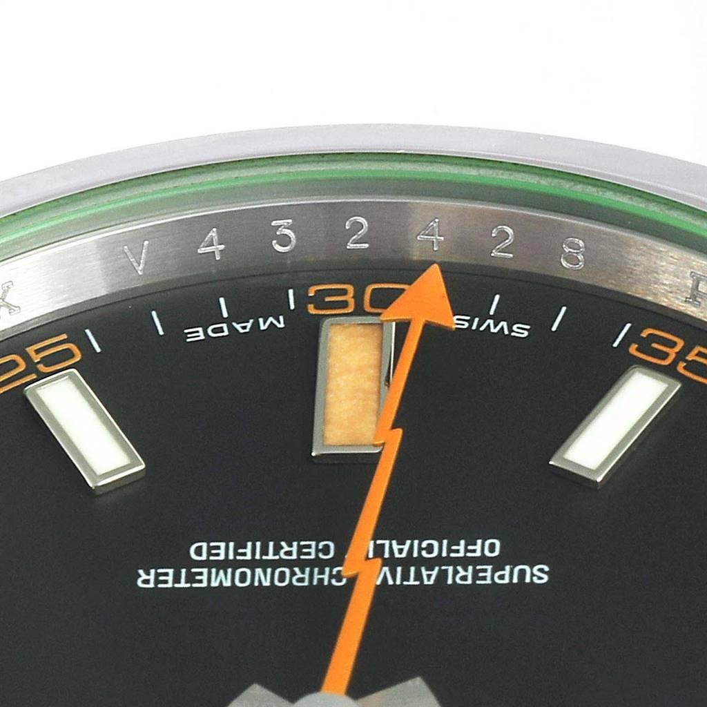 Rolex Milgauss Black Dial Green Domed Bezel Crystal Men's Watch 116400V For Sale 2