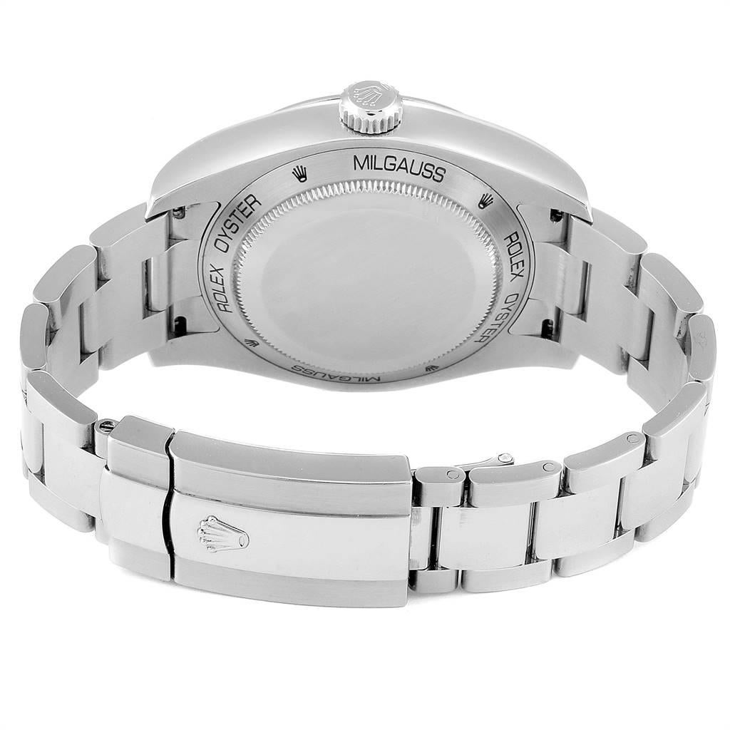 Rolex Milgauss Black Dial Green Domed Bezel Crystal Men's Watch 116400V For Sale 5