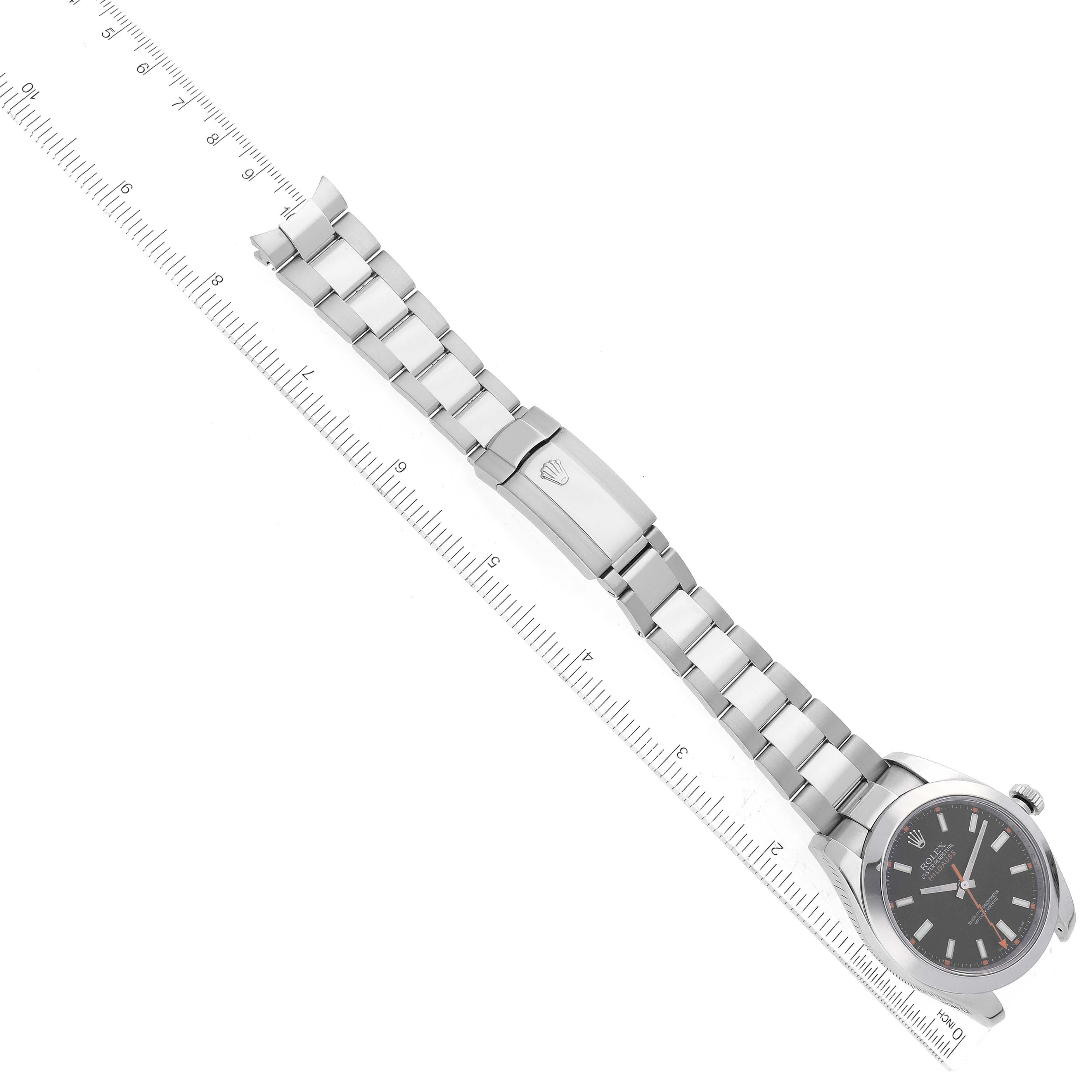 Rolex Milgauss Stahl-Herrenuhr 116400 mit schwarzem Zifferblatt im Angebot 8