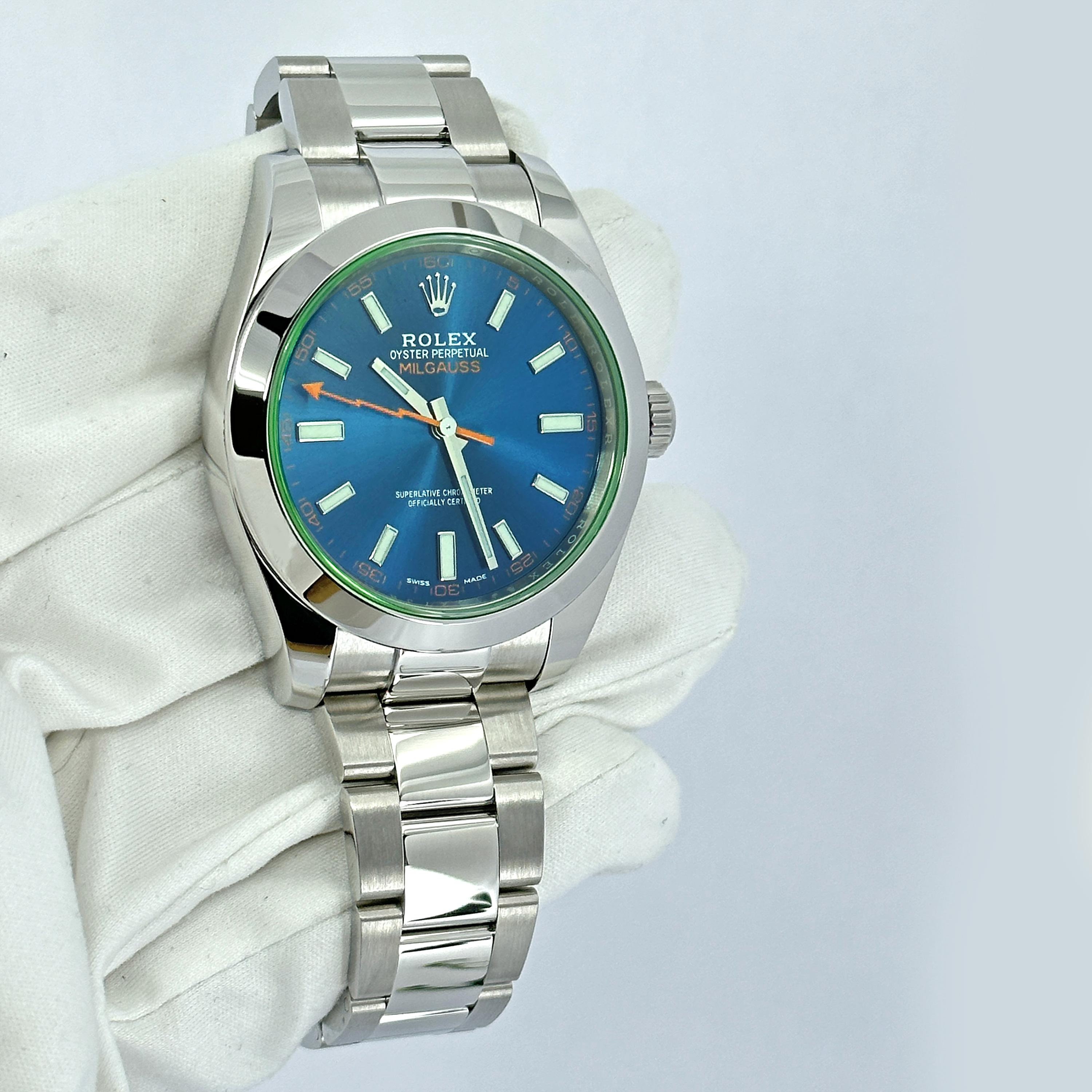 Rolex Milgauss Blue Dial 116400GV Stickered Unworn Watch Complete For Sale 5