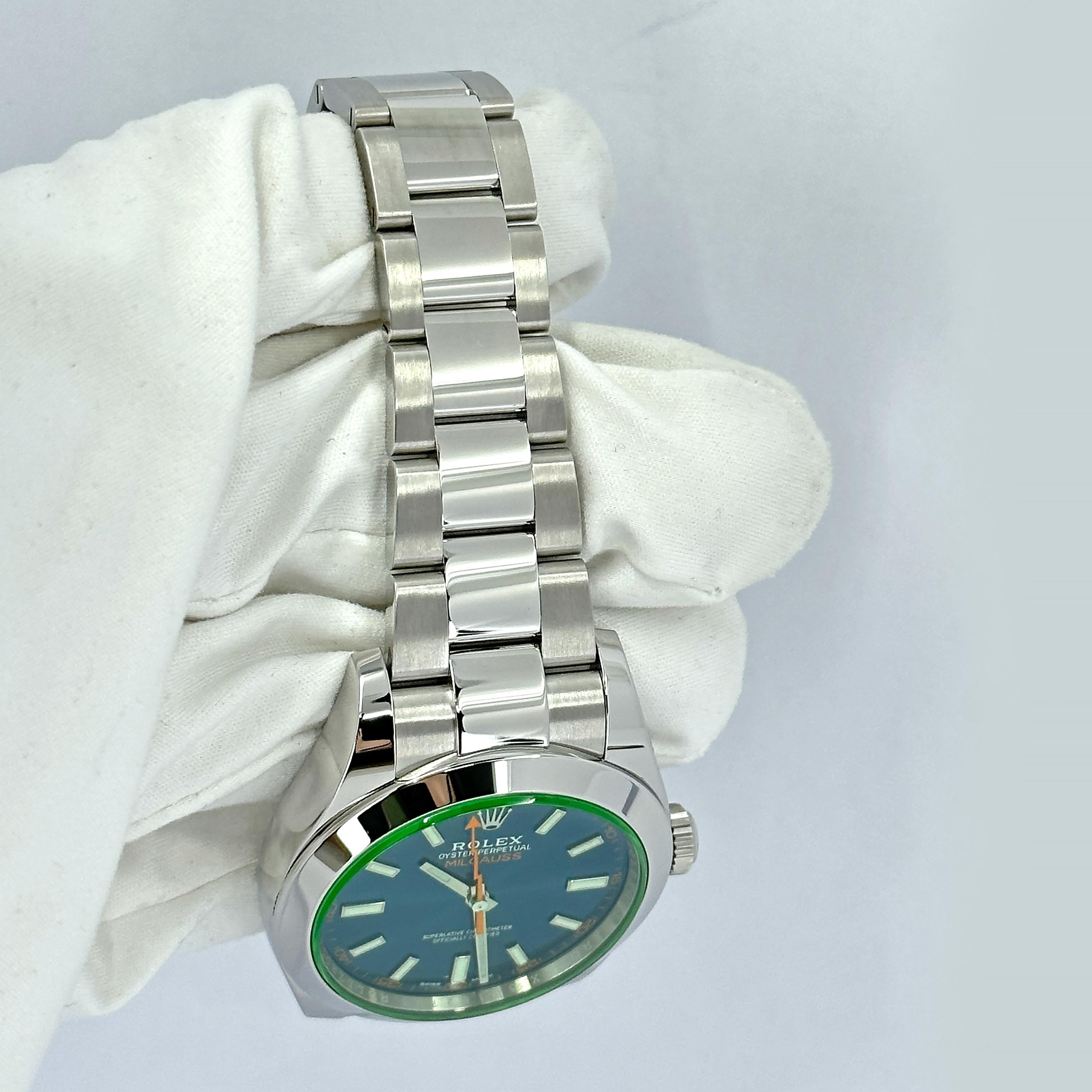 Rolex Milgauss Blue Dial 116400GV Stickered Unworn Watch Complete For Sale 8