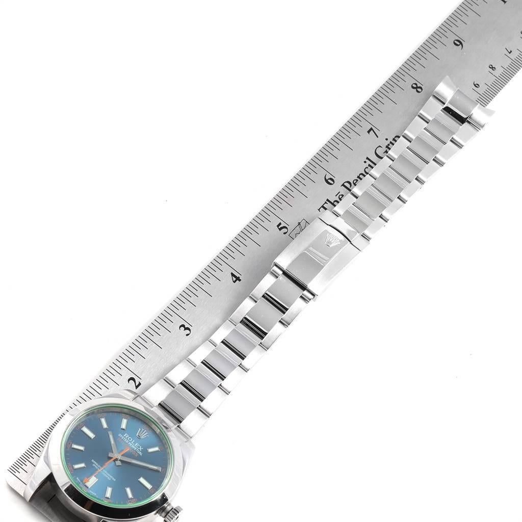 Rolex Milgauss Blue Dial Green Crystal Men's Watch 116400GV For Sale 8