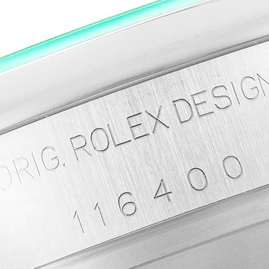 Rolex Milgauss Blue Dial Green Crystal Steel Mens Watch 116400 3