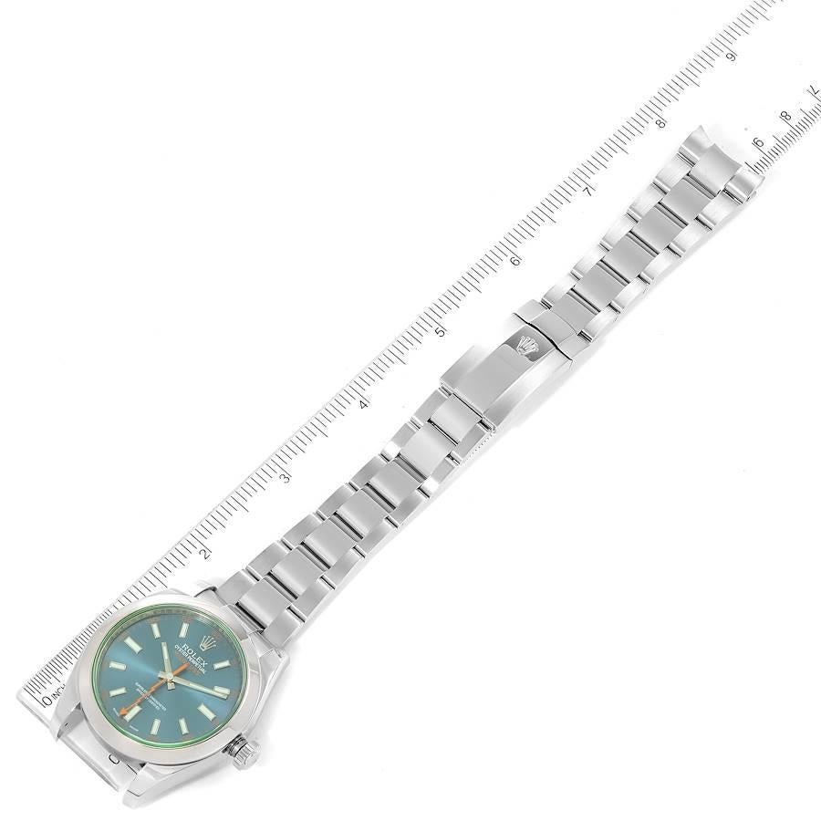 Rolex Milgauss Blue Dial Green Crystal Steel Mens Watch 116400GV Box Card 6
