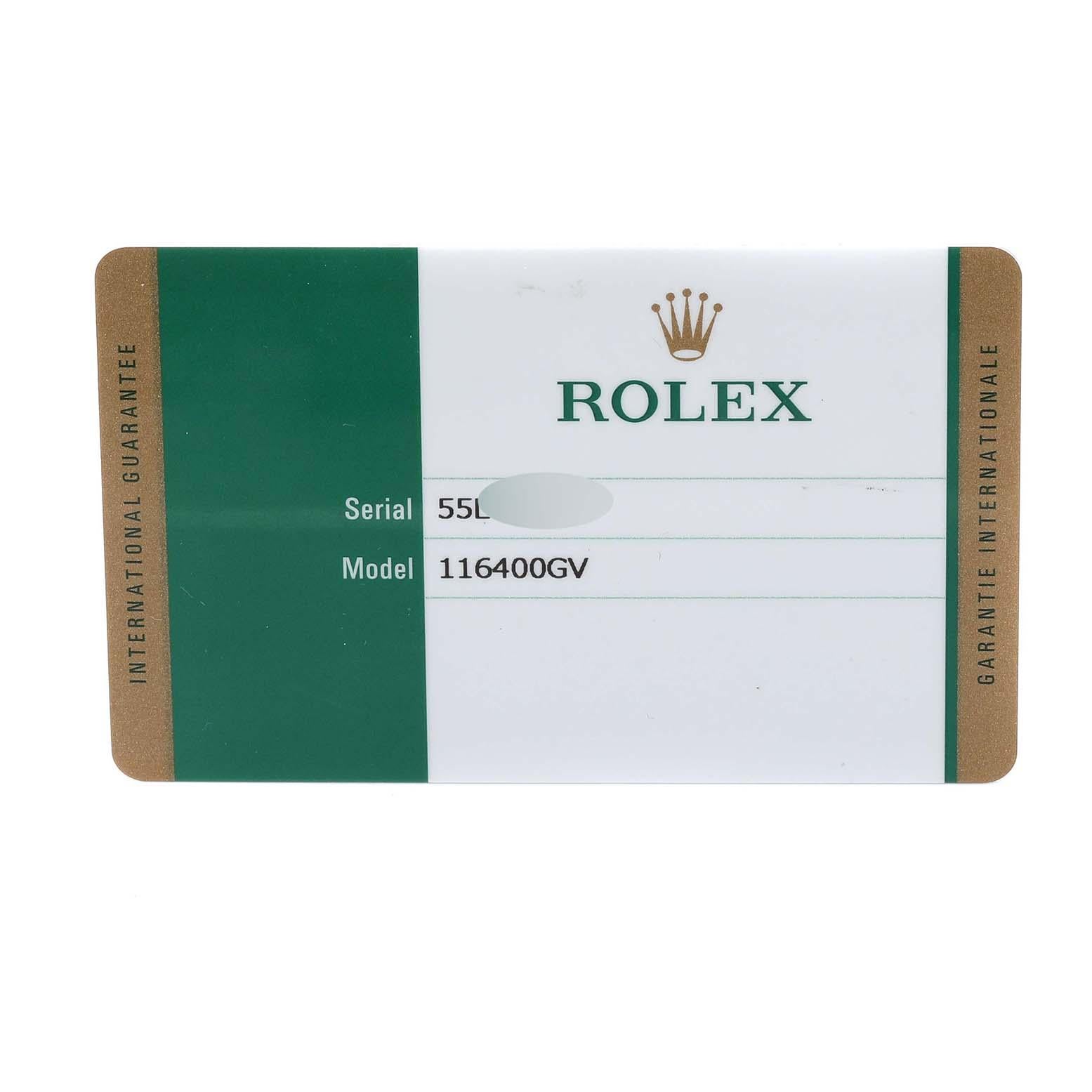 Men's Rolex Milgauss Blue Dial Green Crystal Steel Mens Watch 116400GV Card For Sale