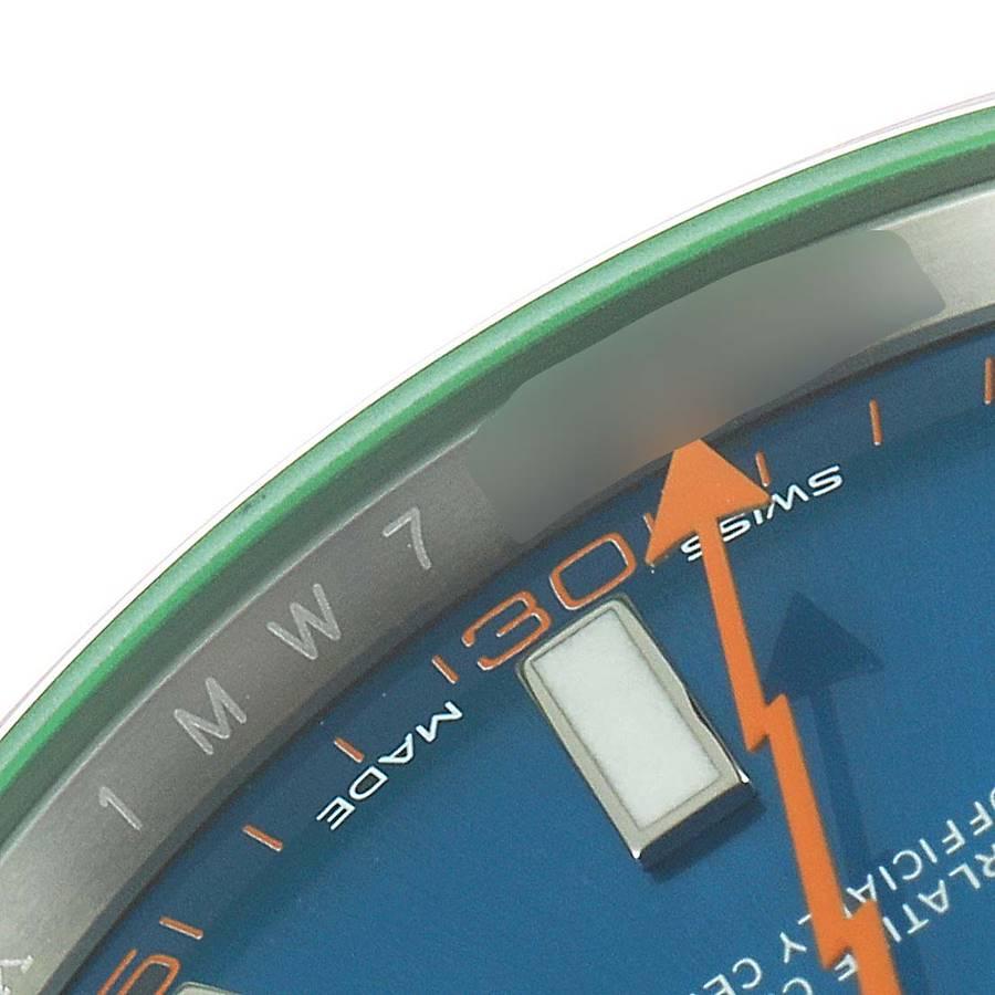 Rolex Milgauss Blue Dial Green Crystal Steel Mens Watch 116400GV Unworn For Sale 2