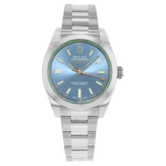 Rolex Montre automatique Milgauss bleue à cadran en acier inoxydable pour hommes 116400GV