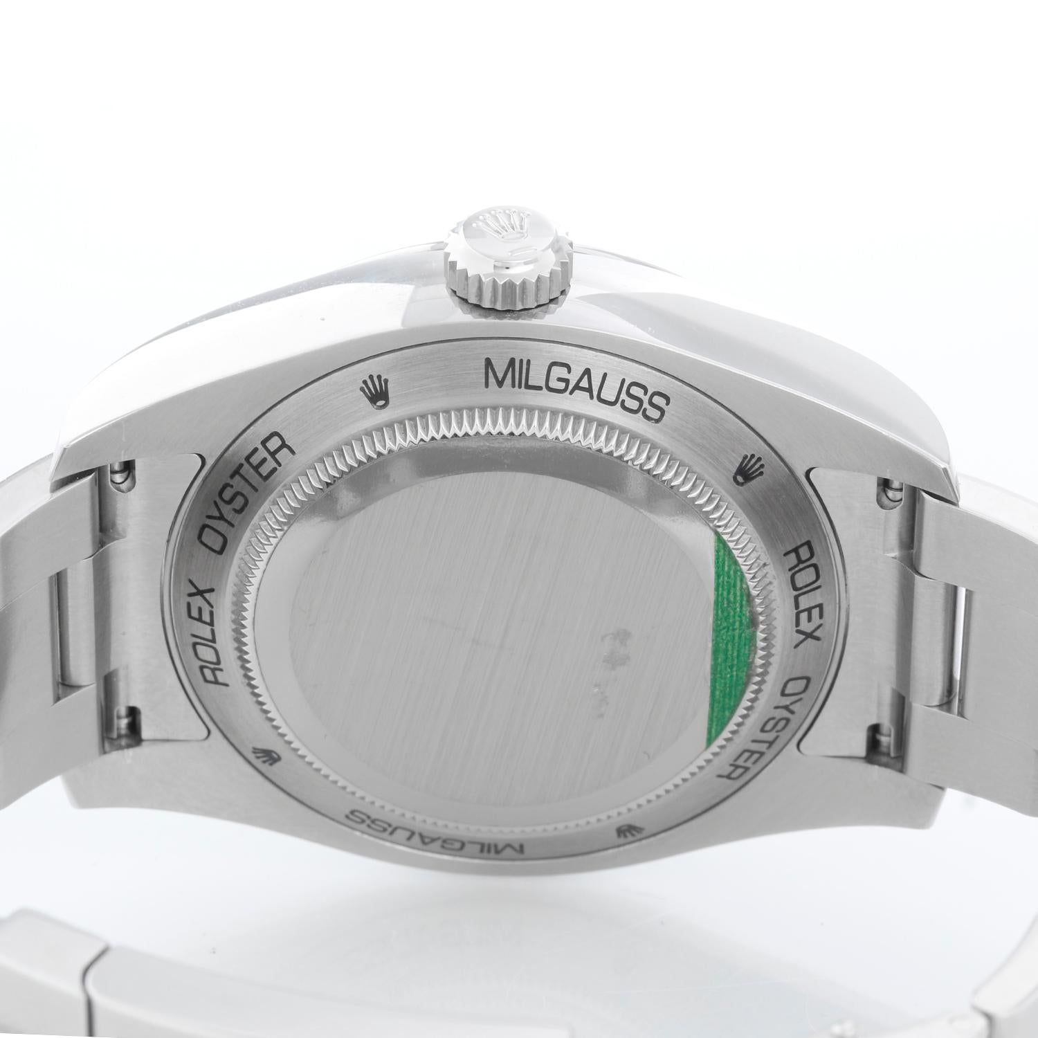 Men's Rolex Milgauss Green Crystal Anniversary Model 116400 GV