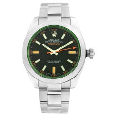 Rolex Montre pour homme Milgauss en cristal vert et orange avec cadran noir à la main 116400GV