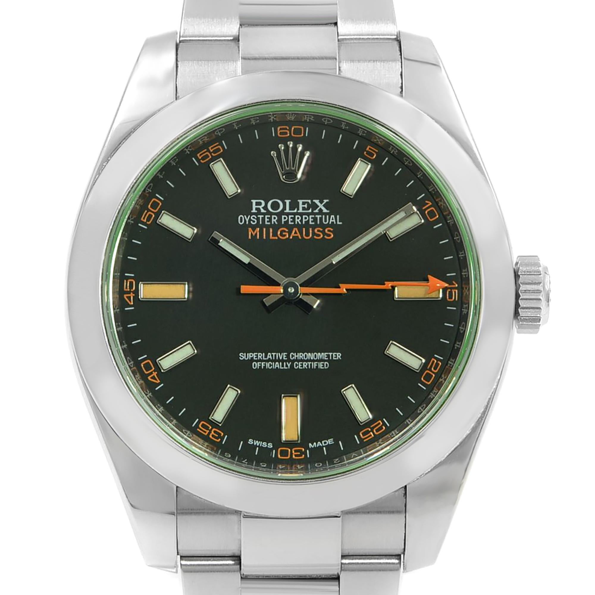 Rolex Milgauss Green Sapphire Black Index Dial Steel Automatic Watch 116400GV 2