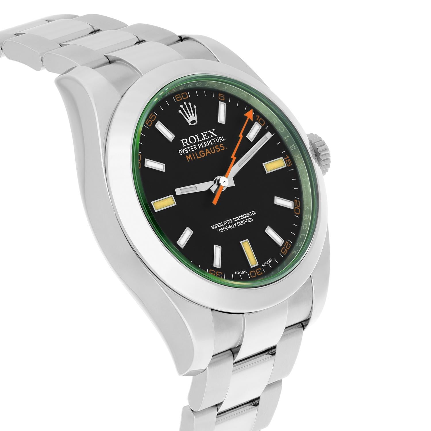 Rolex Milgauss Edelstahl 40mm Schwarzes Zifferblatt 116400GV Box/Bücher komplett im Angebot 1
