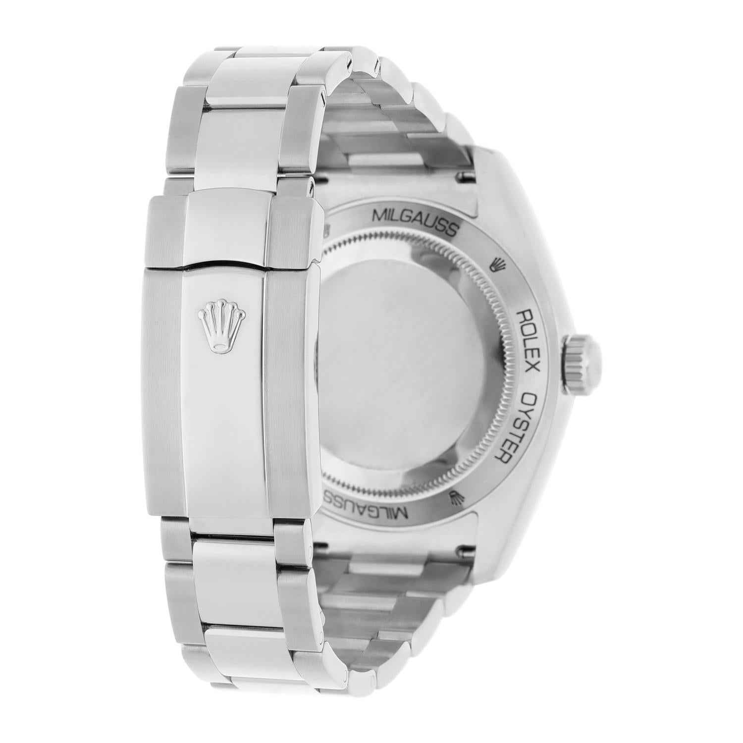 Rolex Milgauss Edelstahl 40mm Schwarzes Zifferblatt 116400GV Box/Bücher komplett im Angebot 2