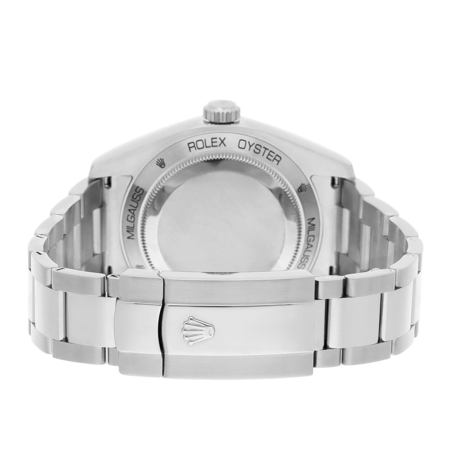 Rolex Milgauss Edelstahl 40mm Schwarzes Zifferblatt 116400GV Box/Bücher komplett im Angebot 3