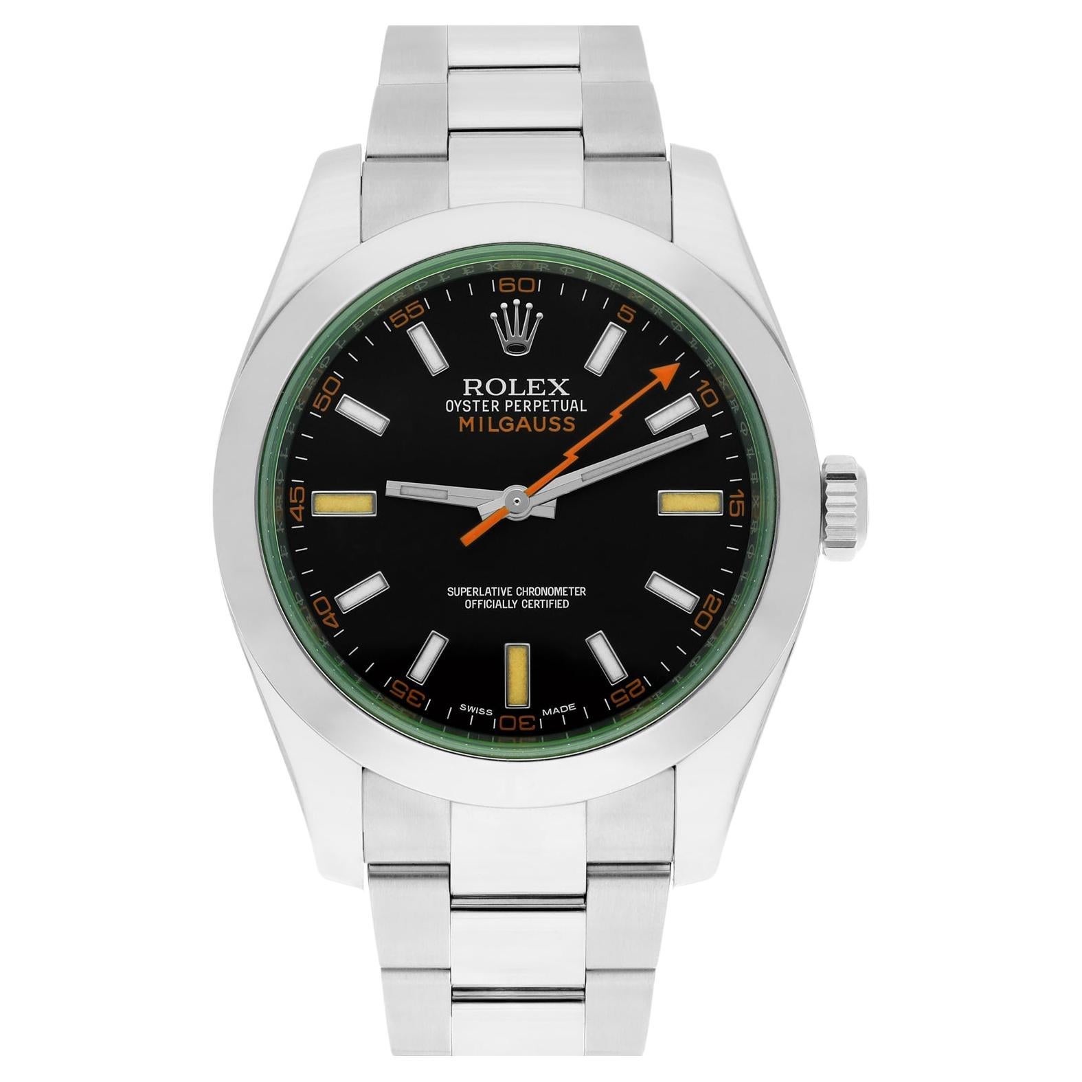 Rolex Milgauss Stainless Steel 40mm Black Dial 116400GV Box/Papers MINT For Sale