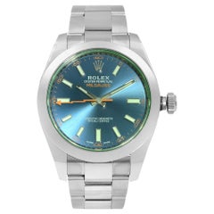 Rolex Milgauss Stainless Steel Blue Dial Orange Hand Men's Watch 116400GV