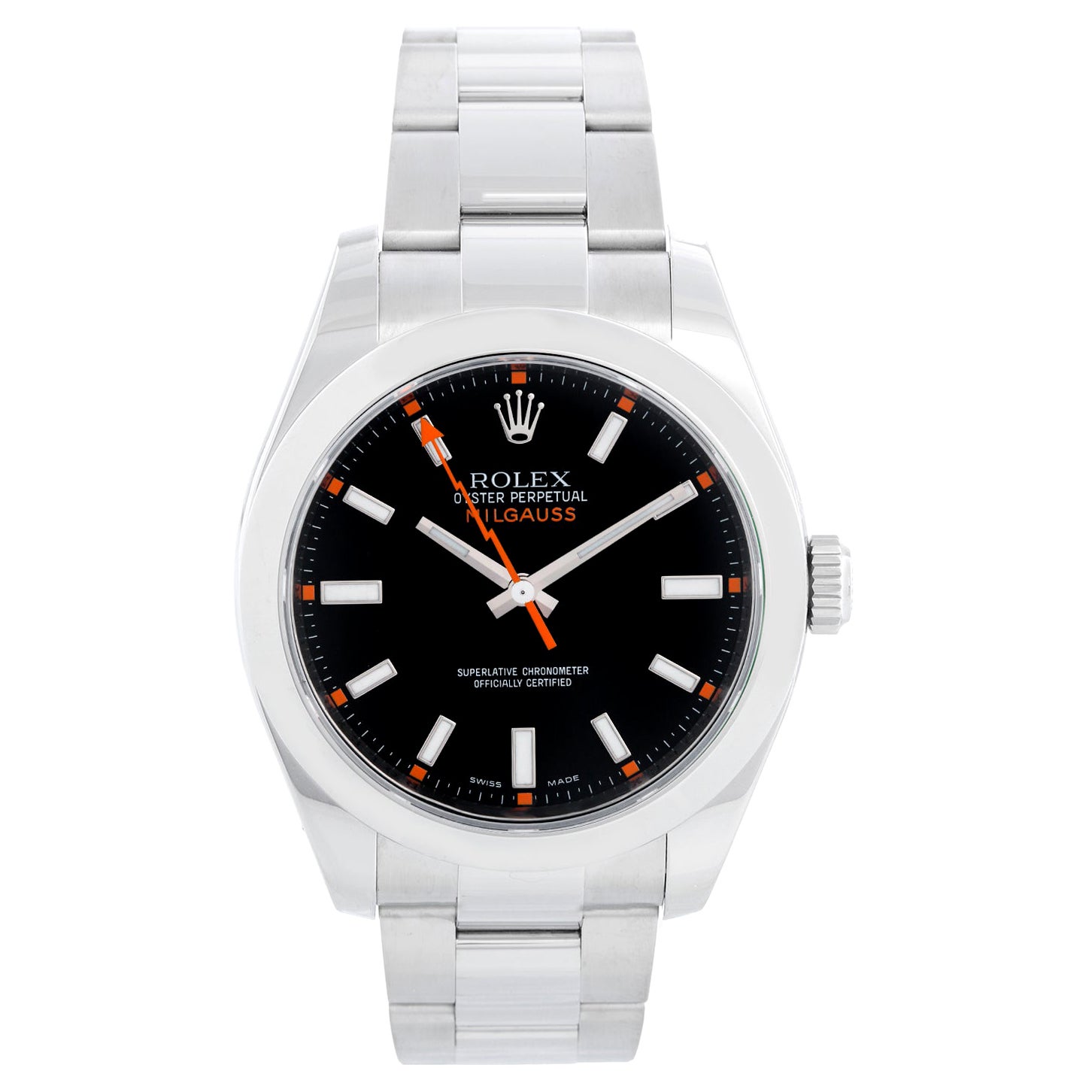 Rolex Milgauss Stainless Steel Men
s Watch Black Dial 116400