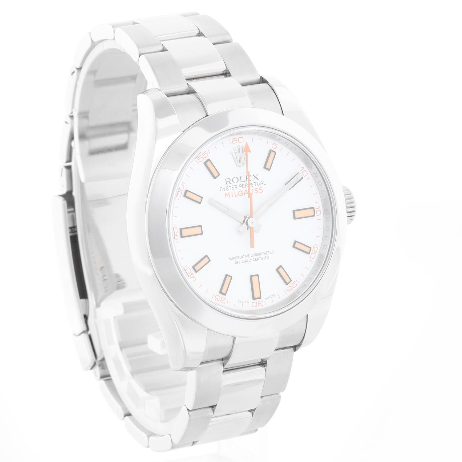Rolex Milgauss Stainless Steel Men's Watch White Dial 116400 For Sale 1