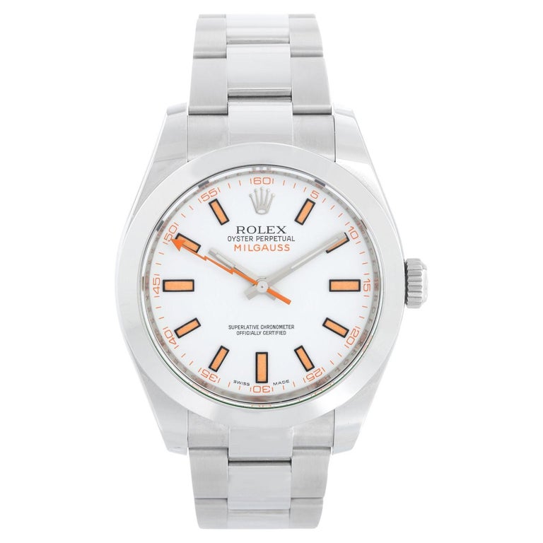 Evolucionar labio tranquilo Rolex Milgauss Stainless Steel Men's Watch White Dial 116400 For Sale at  1stDibs