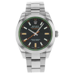 Used Rolex Milgauss Steel Black Dial Green Crystal Automatic Men's Watch 116400GV bko