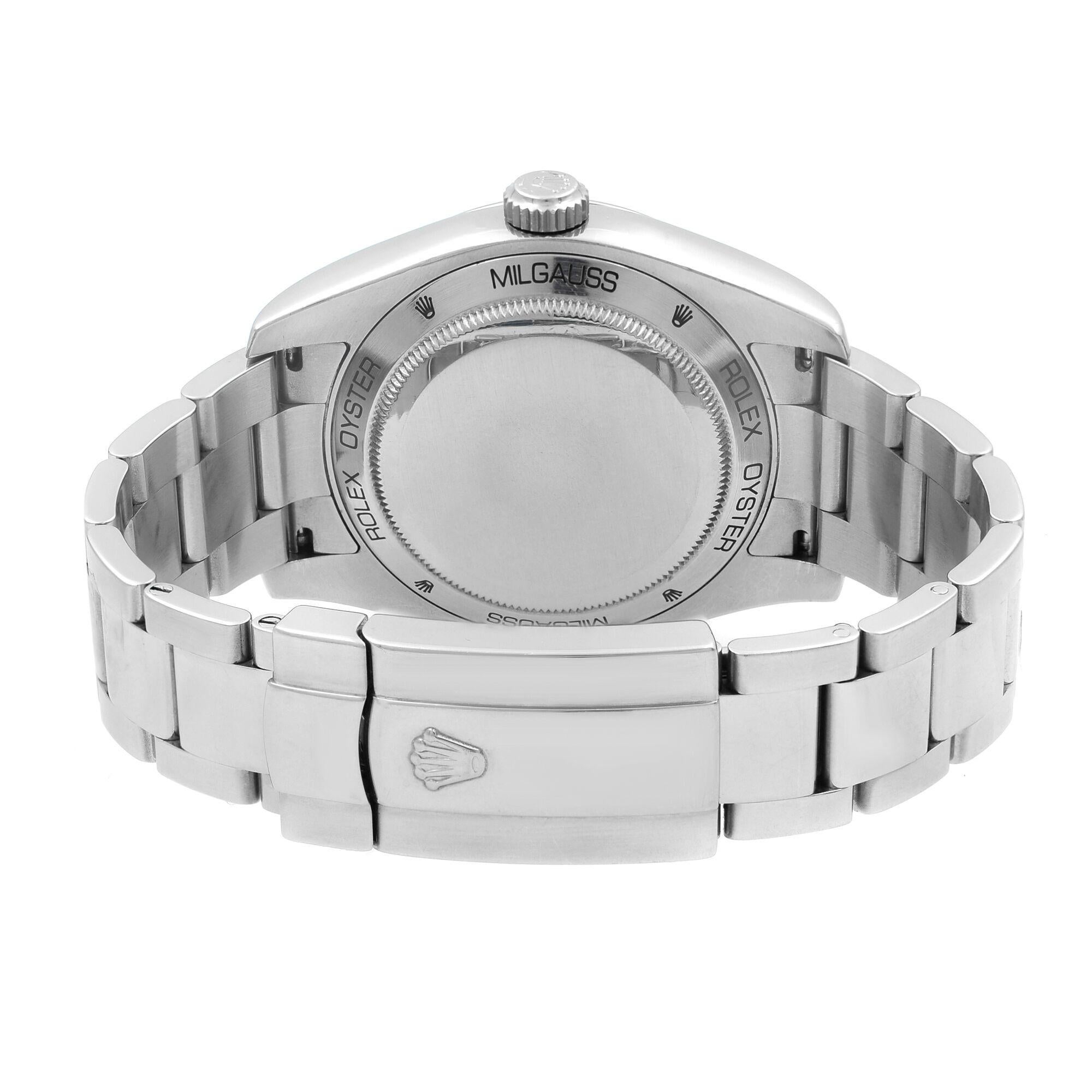 Rolex Milgauss Steel Black Dial Orange Hand Automatic Men's Watch 116400 BKO 1