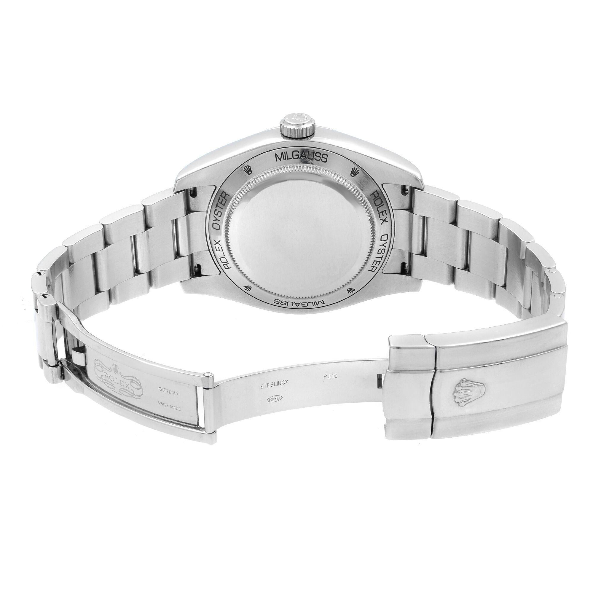 Rolex Milgauss Steel Black Dial Orange Hand Automatic Men's Watch 116400 BKO 2