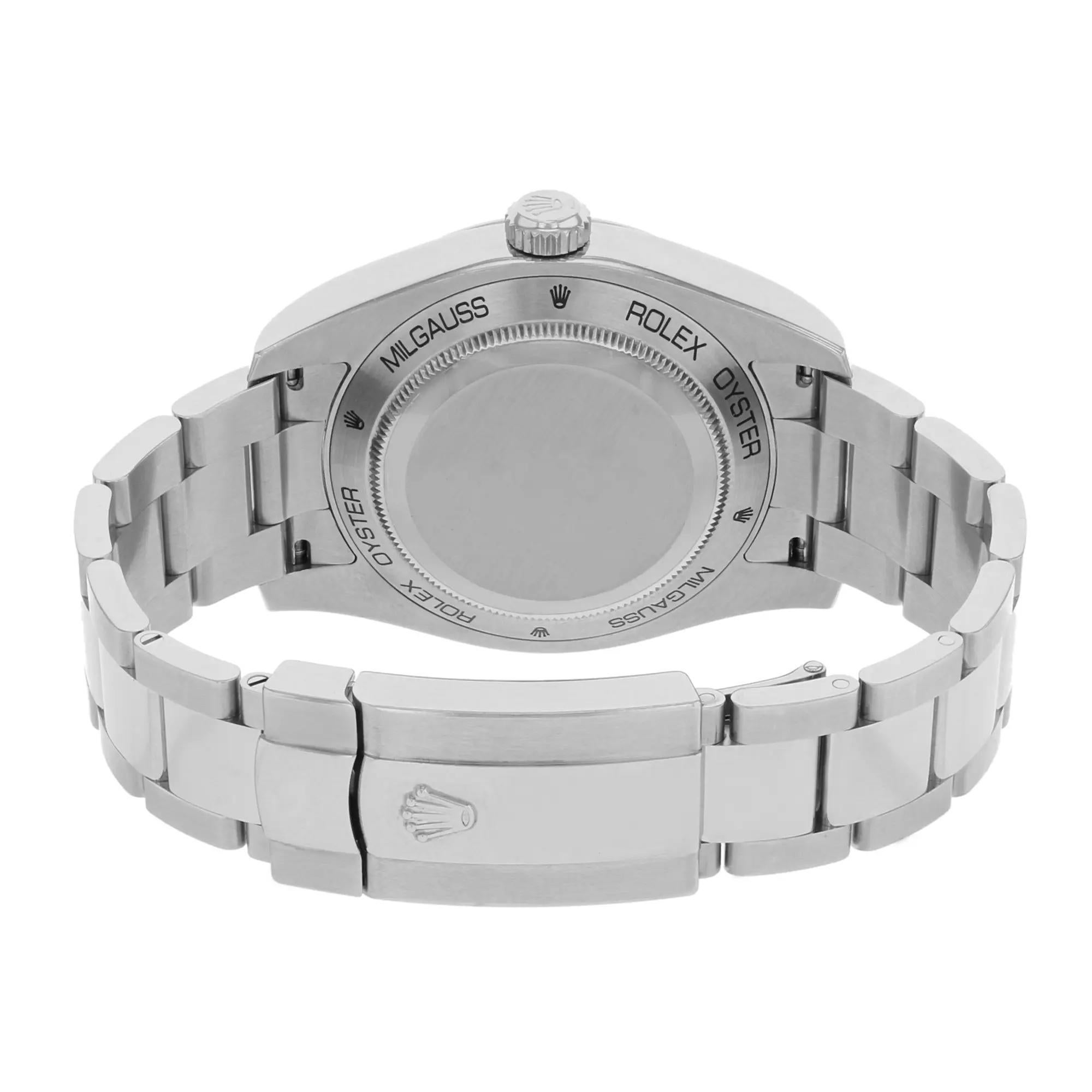 Rolex Milgauss Steel Green Sapphire Z-Blue Dial Automatic Mens Watch 116400GV For Sale 1