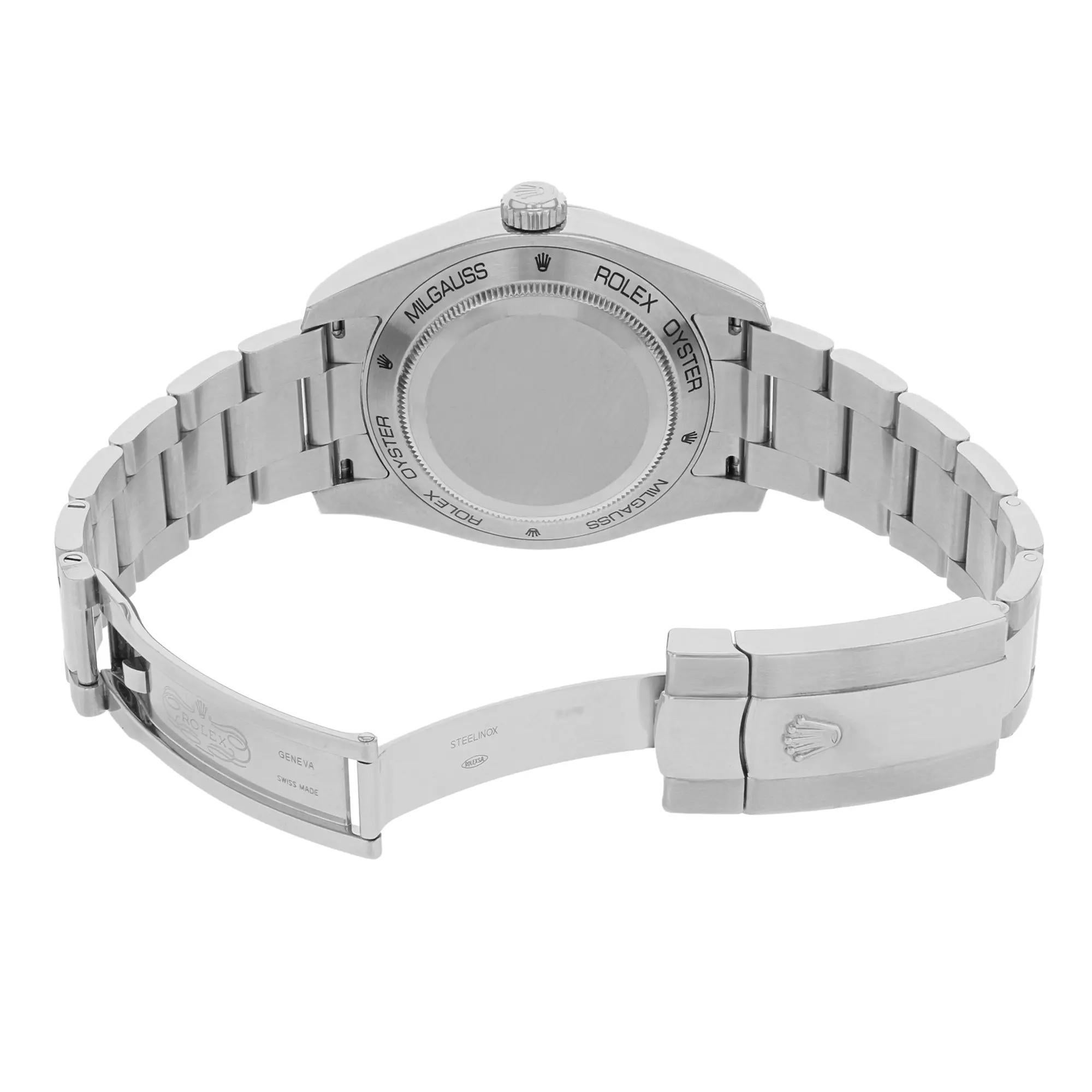 Rolex Milgauss Steel Green Sapphire Z-Blue Dial Automatic Mens Watch 116400GV For Sale 2