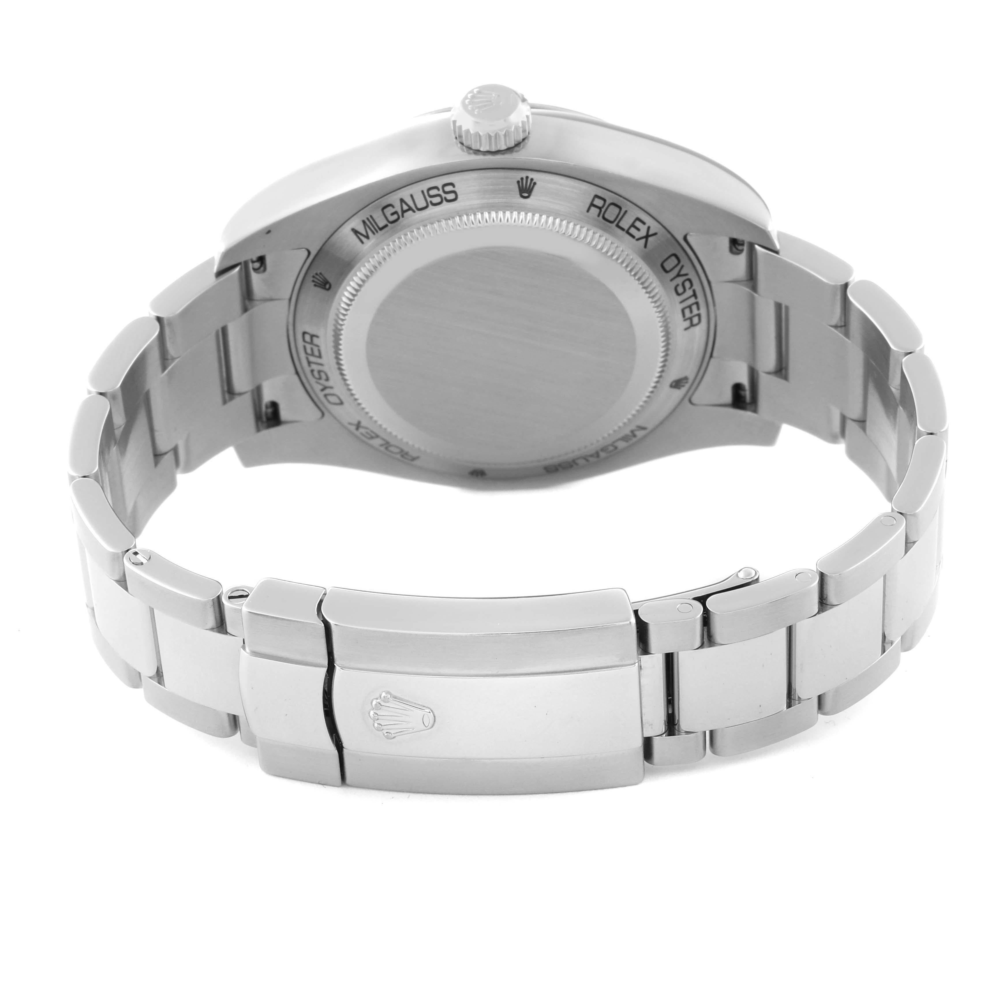 Rolex Milgauss White Dial Orange Markers Steel Mens Watch 116400 en vente 7