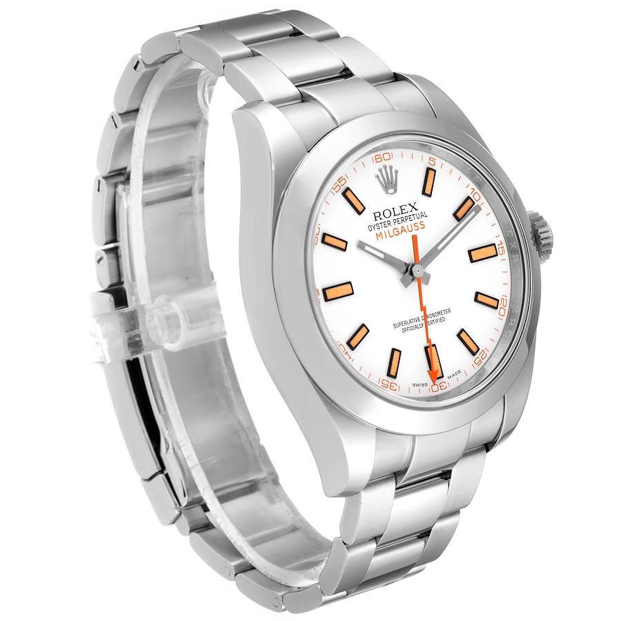 Rolex Milgauss White Dial Stainless Steel Mens Watch 116400V In Excellent Condition In Atlanta, GA