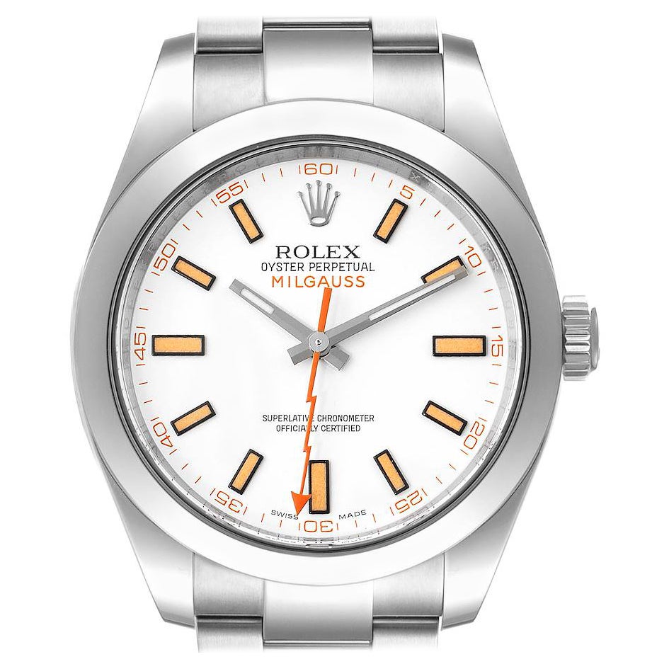 Rolex Milgauss White Dial Stainless Steel Mens Watch 116400V For Sale