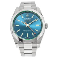 Used Rolex Milgauss "Z Blue" 116400GV Automatic Watch Stainless Steel Blue Dial