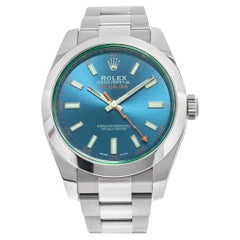 Montre automatique Rolex Milgauss « Z Blue » 116400GV avec cadran bleu en acier inoxydable