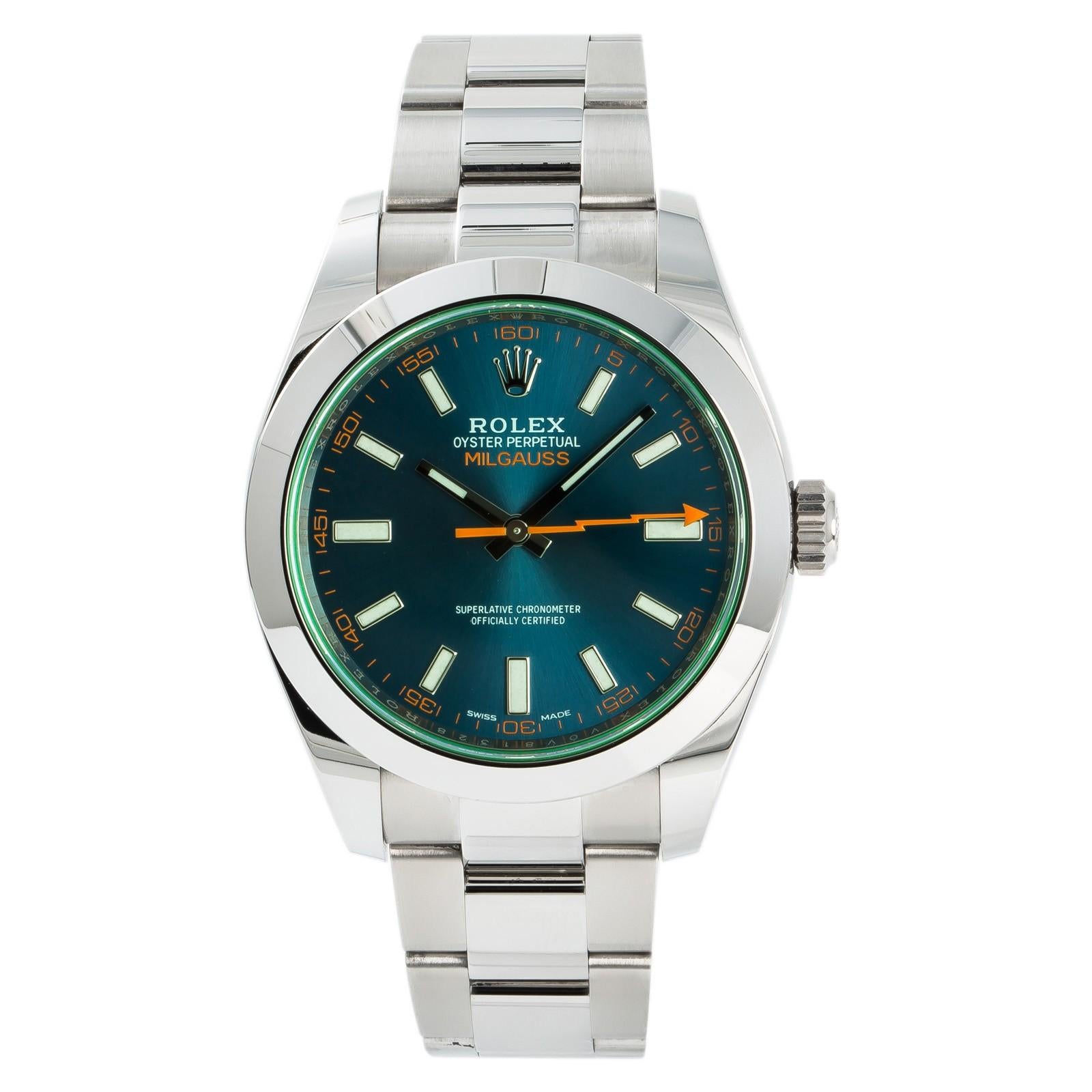 Rolex Milgauss 116400, Blue Dial Certified Authentic For Sale