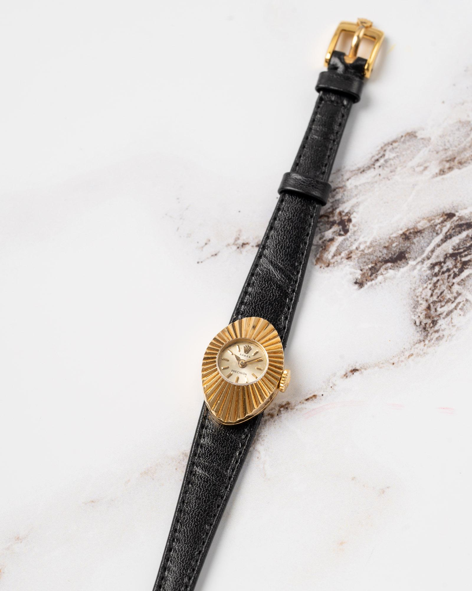 Rolex Mini Chameleon 2000 Präzision 18k YG Riffelgehäuse 1966 im Angebot 4