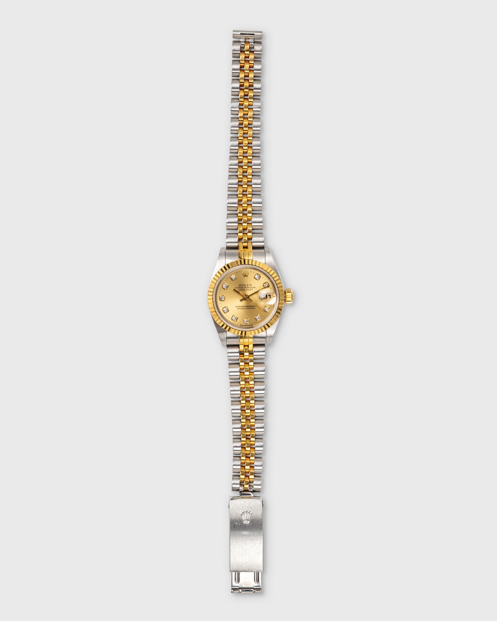 Rolex Mini Datejust 26mm 69173 Champagne Big Diamond Dial SS/YG 2000 ...