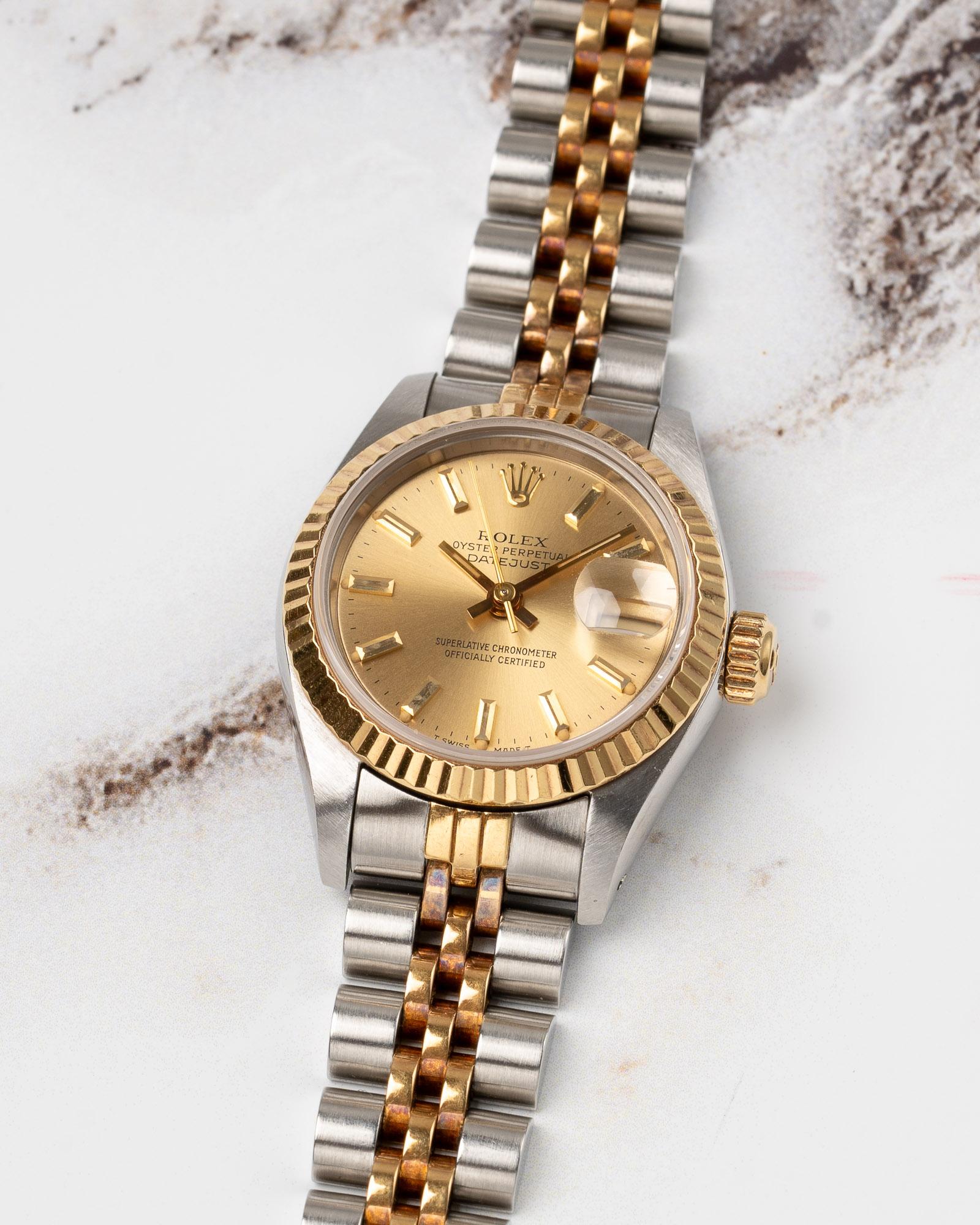 Rolex Mini Datejust 26mm 69173 Champagne Dial TT YG/SS 1987 en vente 6