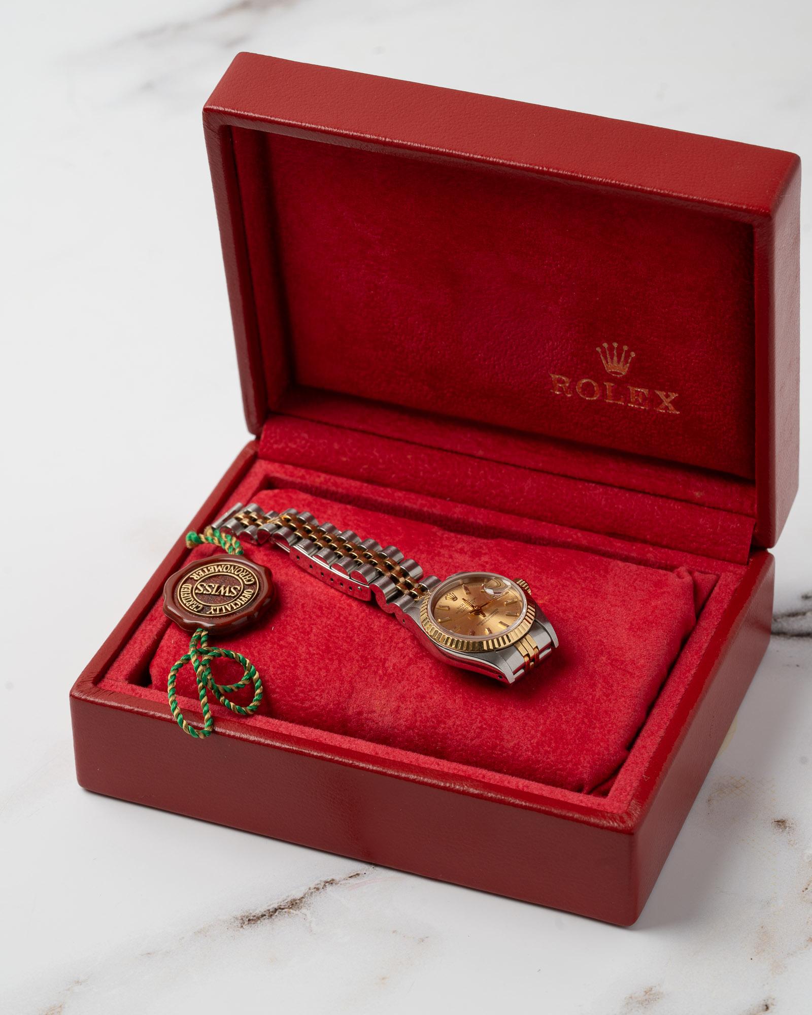 Rolex Mini Datejust 26mm 69173 Champagne Dial TT YG/SS 1987 Bon état - En vente à SYDNEY, AU