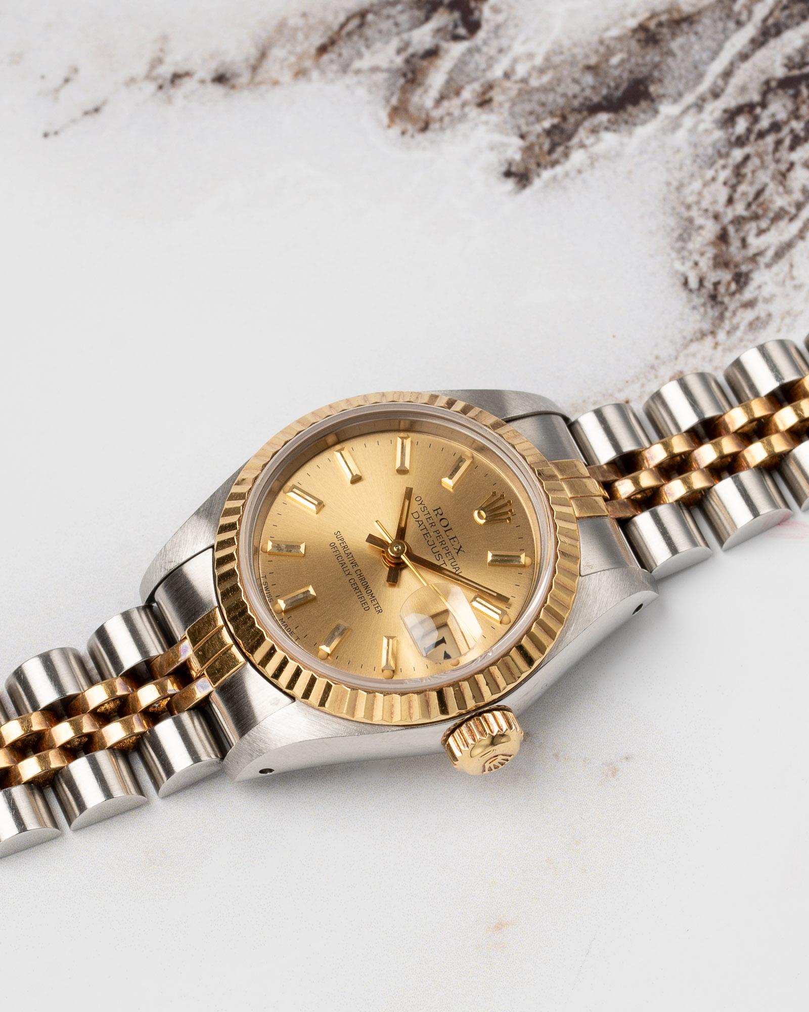 Rolex Mini Datejust 26mm 69173 Champagne Dial TT YG/SS 1987 en vente 4