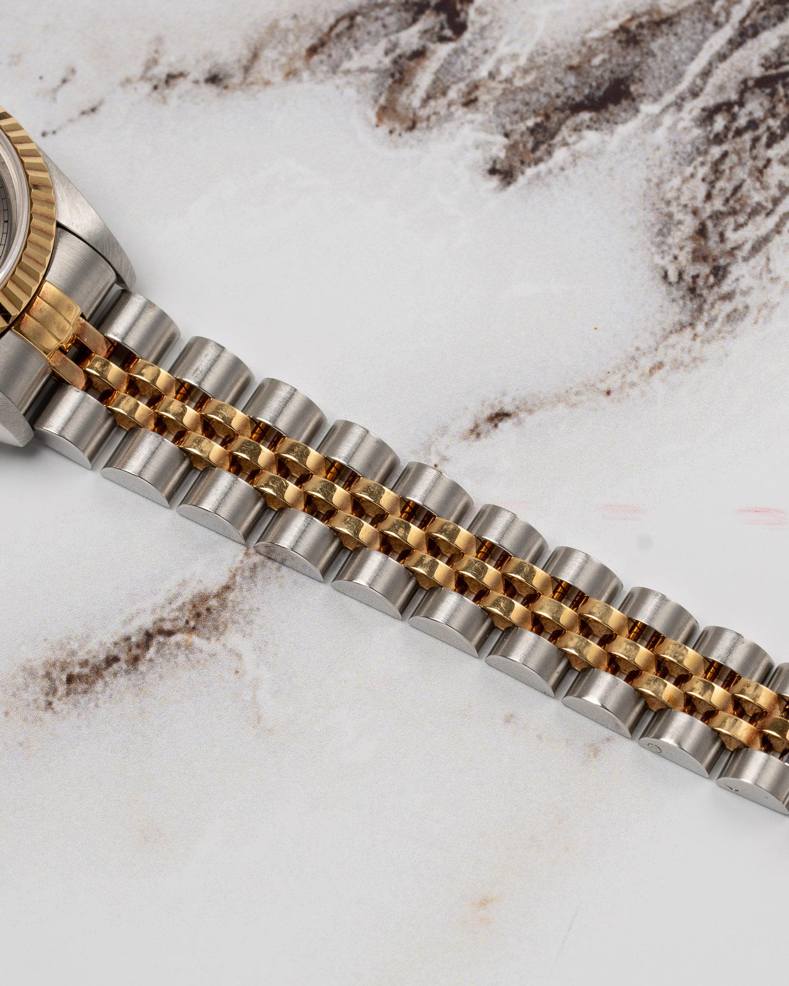 Rolex Mini Datejust 26mm 69173 Grigio Quadrante Romano TT YG/SS 1996 in vendita 4