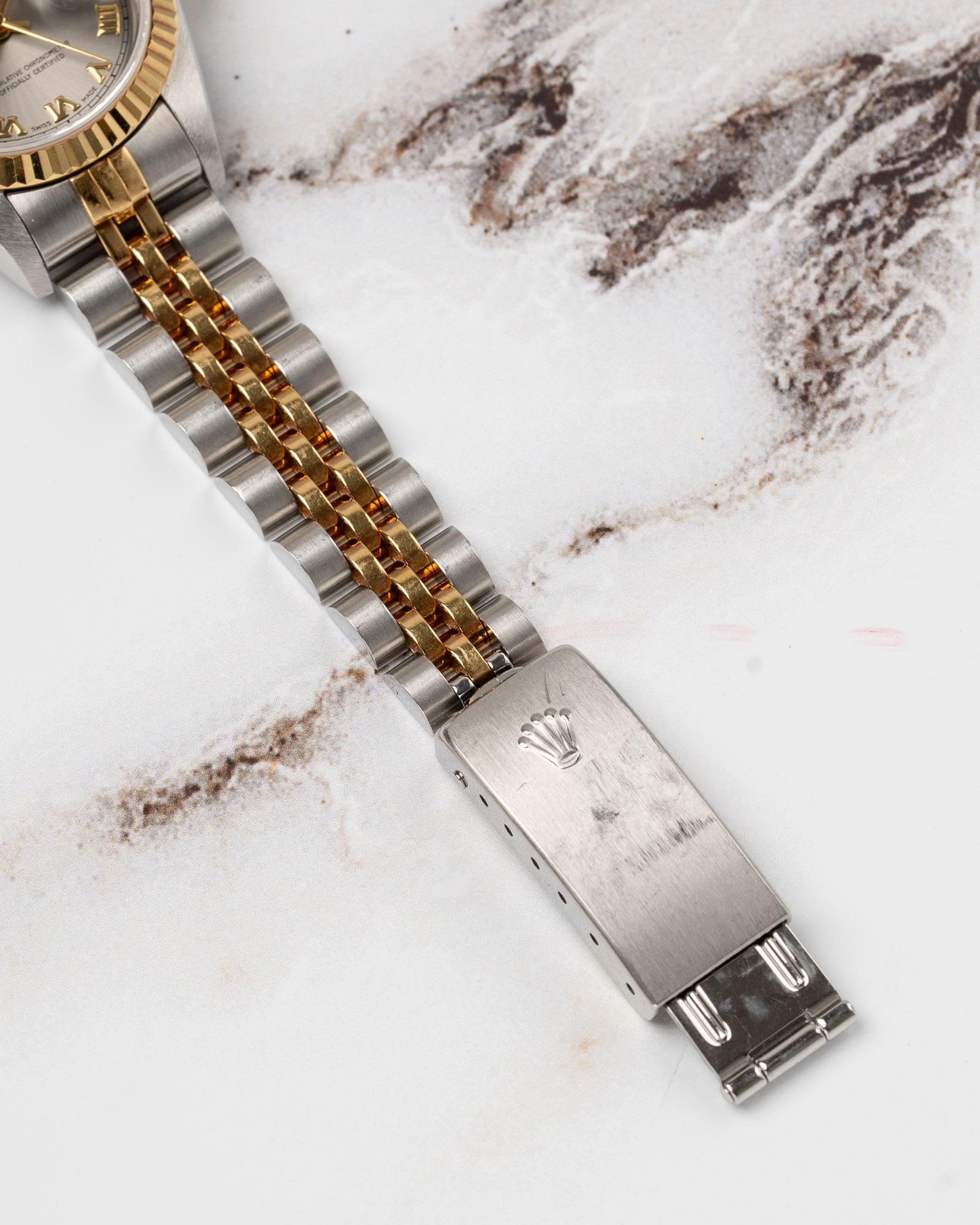 Rolex Mini Datejust 26mm 69173 Grigio Quadrante Romano TT YG/SS 1996 in vendita 5