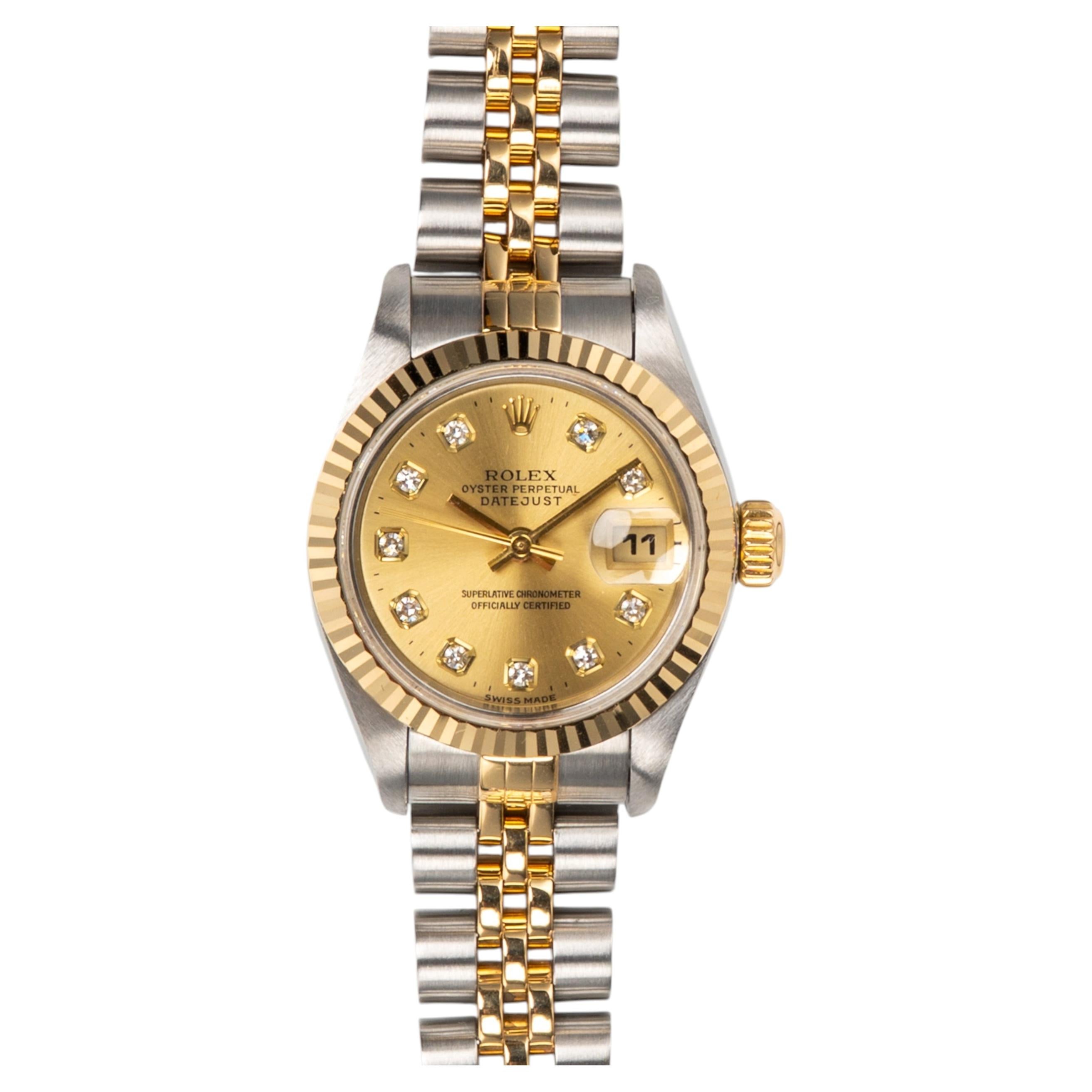 Rolex Mini Datejust 26mm 69173G Champán Gran Esfera Diamante SS/YG 1999