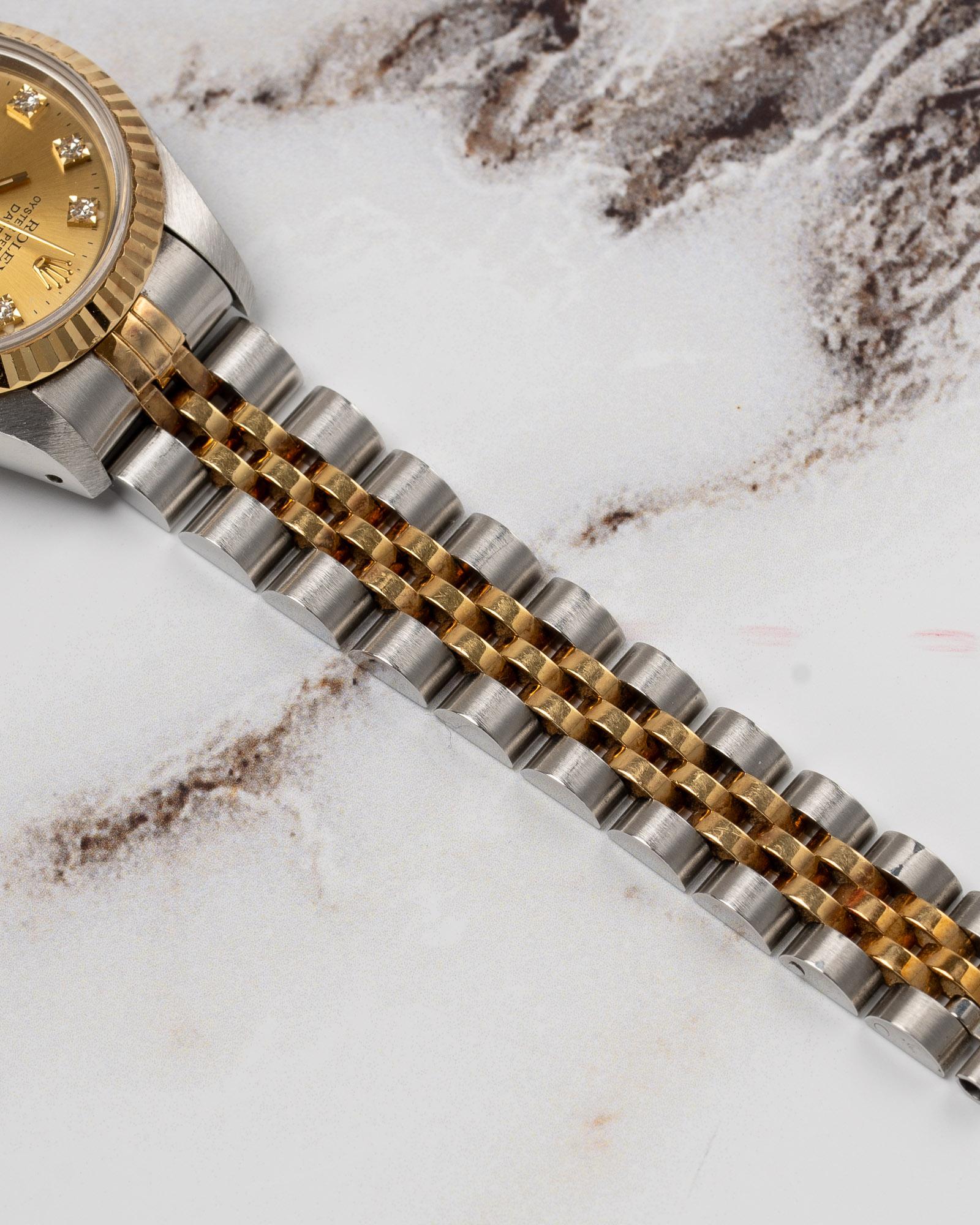 Rolex Mini Datejust 26mm 69173G Champagne Diamond Dial TT YG/SS 1991 For Sale 2