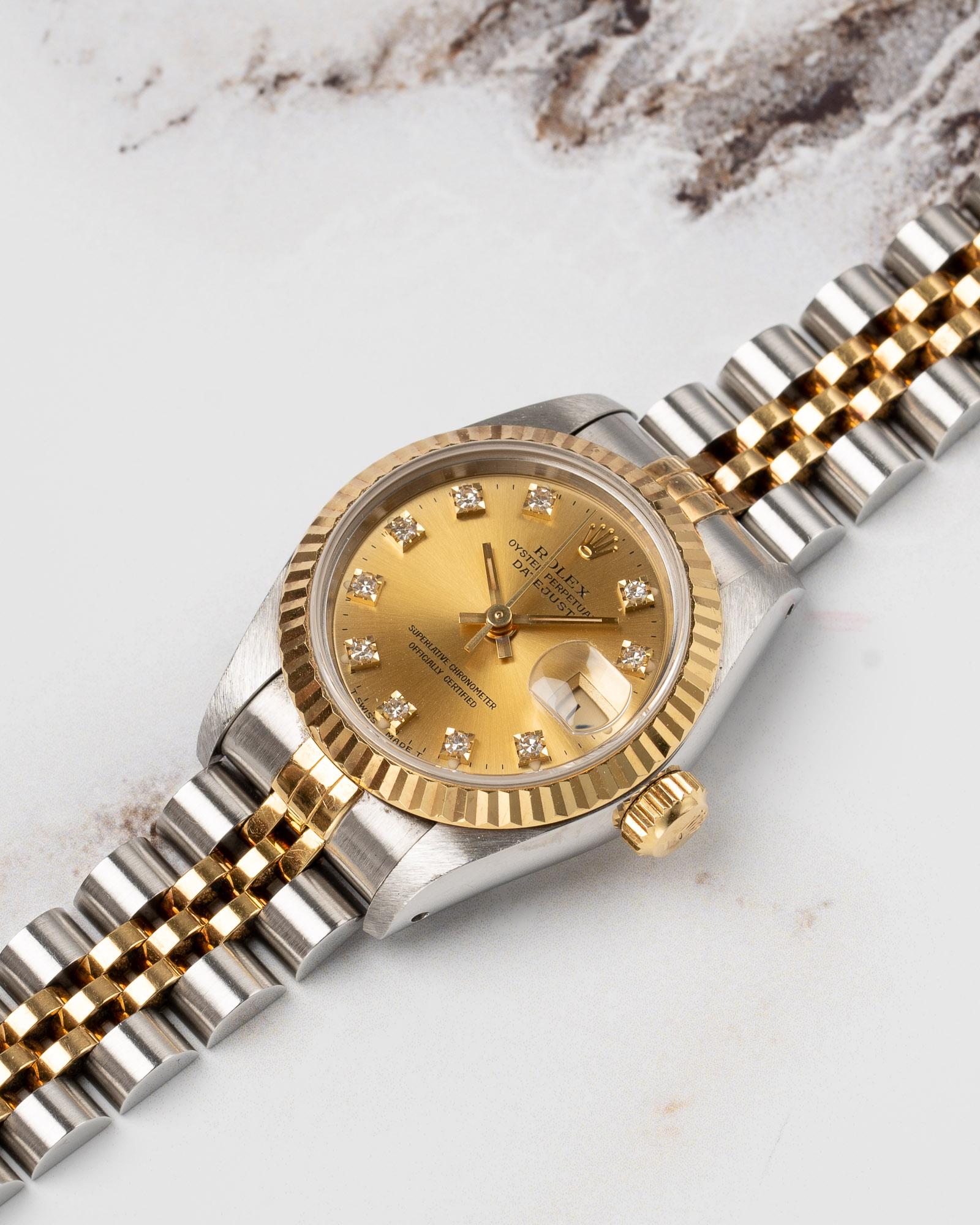 Rolex Mini Datejust 26mm 69173G Champagne Diamond Dial TT YG/SS 1991 For Sale 5