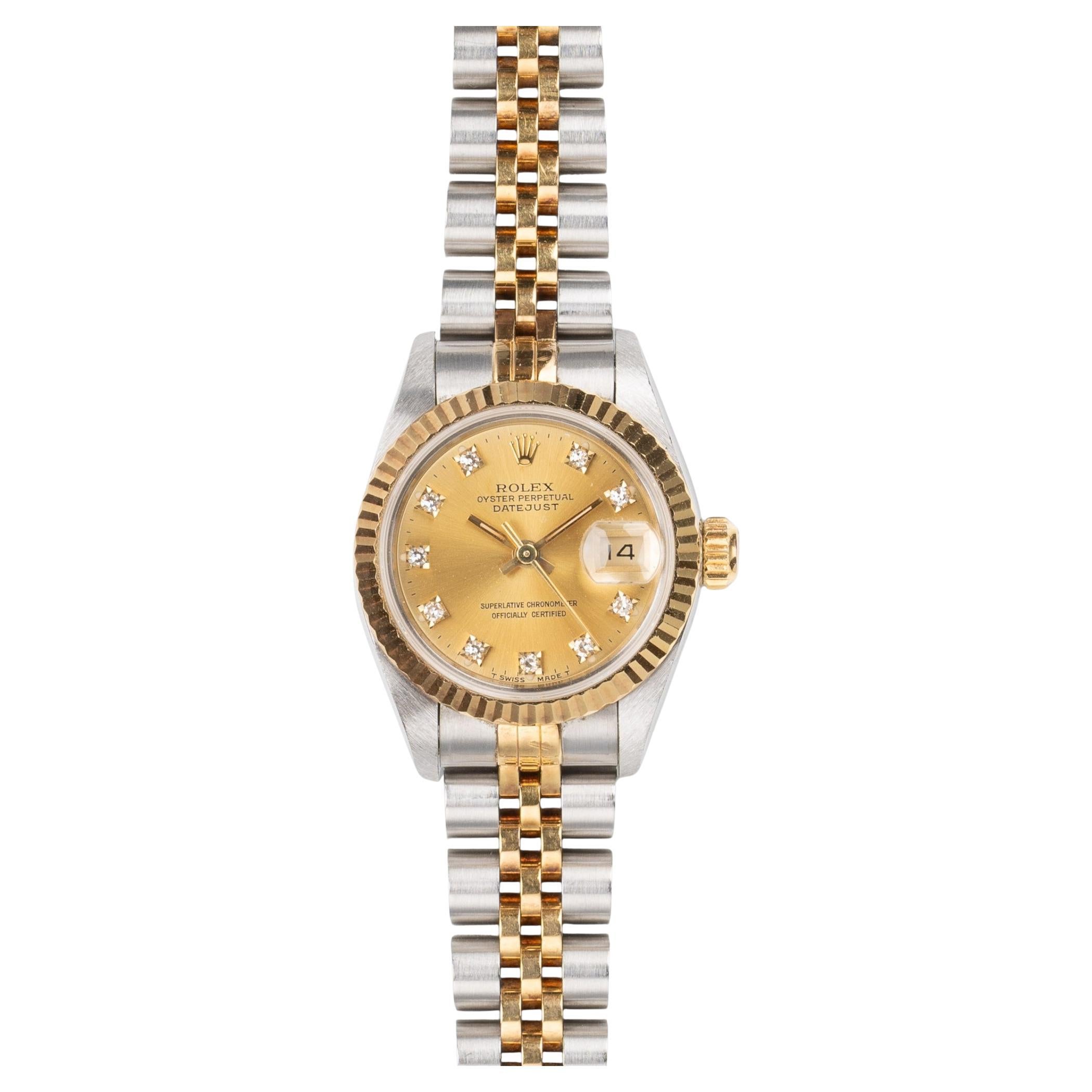 Rolex Mini Datejust 26mm 69173G Champagne Quadrante Diamante TT YG/SS 1991