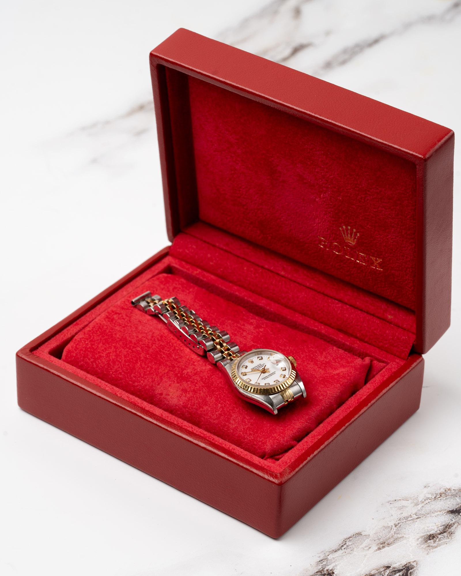 Rolex Mini Datejust 26mm 69173G Opaline White Diamond Dial TT YG/SS 1996 Bon état - En vente à SYDNEY, AU