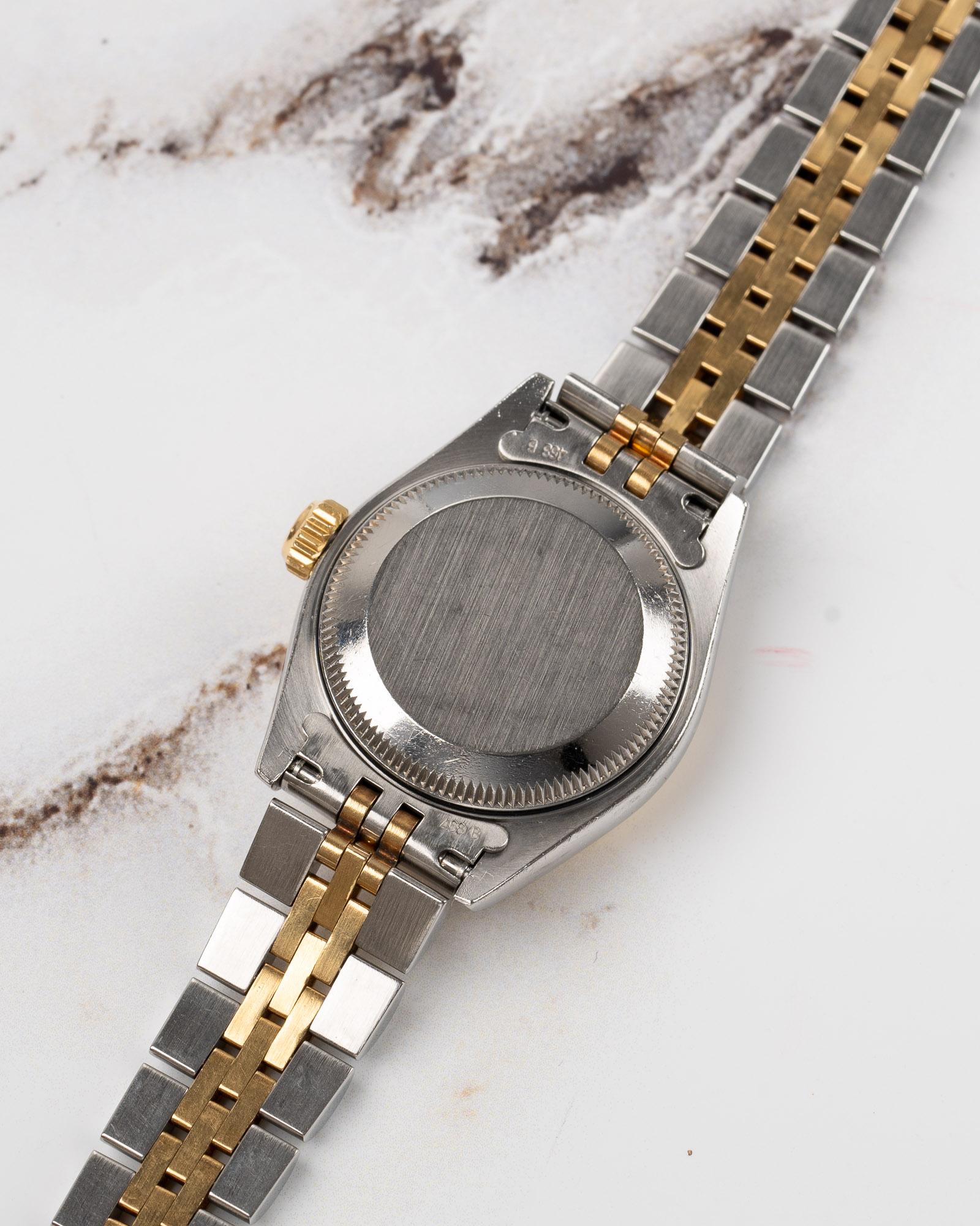 Rolex Mini Datejust 26mm 69173G Opaline White Diamond Dial TT YG/SS 1996 en vente 1