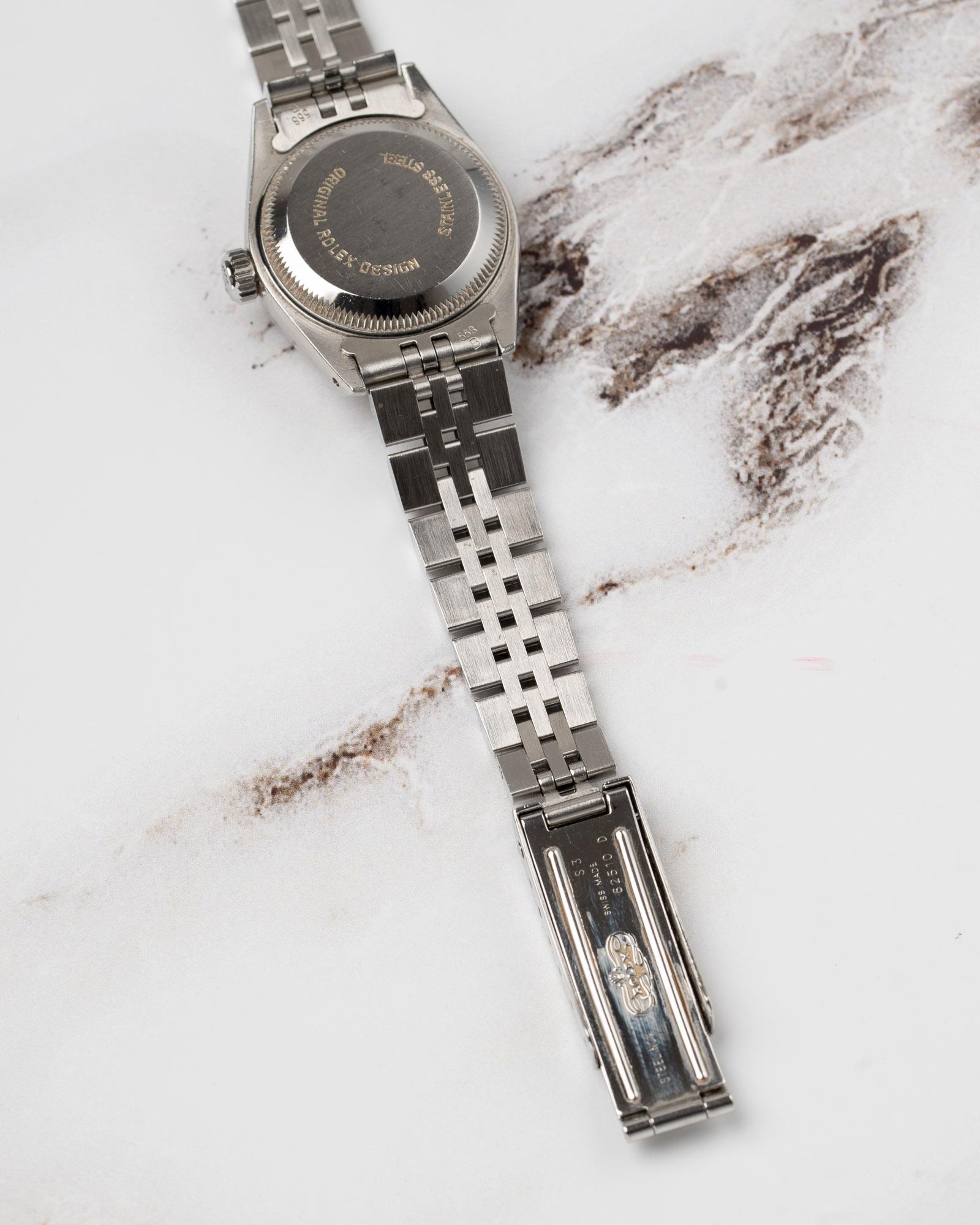 Rolex Mini Datejust 26mm 69174G Silver Diamond Dial 18k Fluted Bezel Jubilee 199 For Sale 1