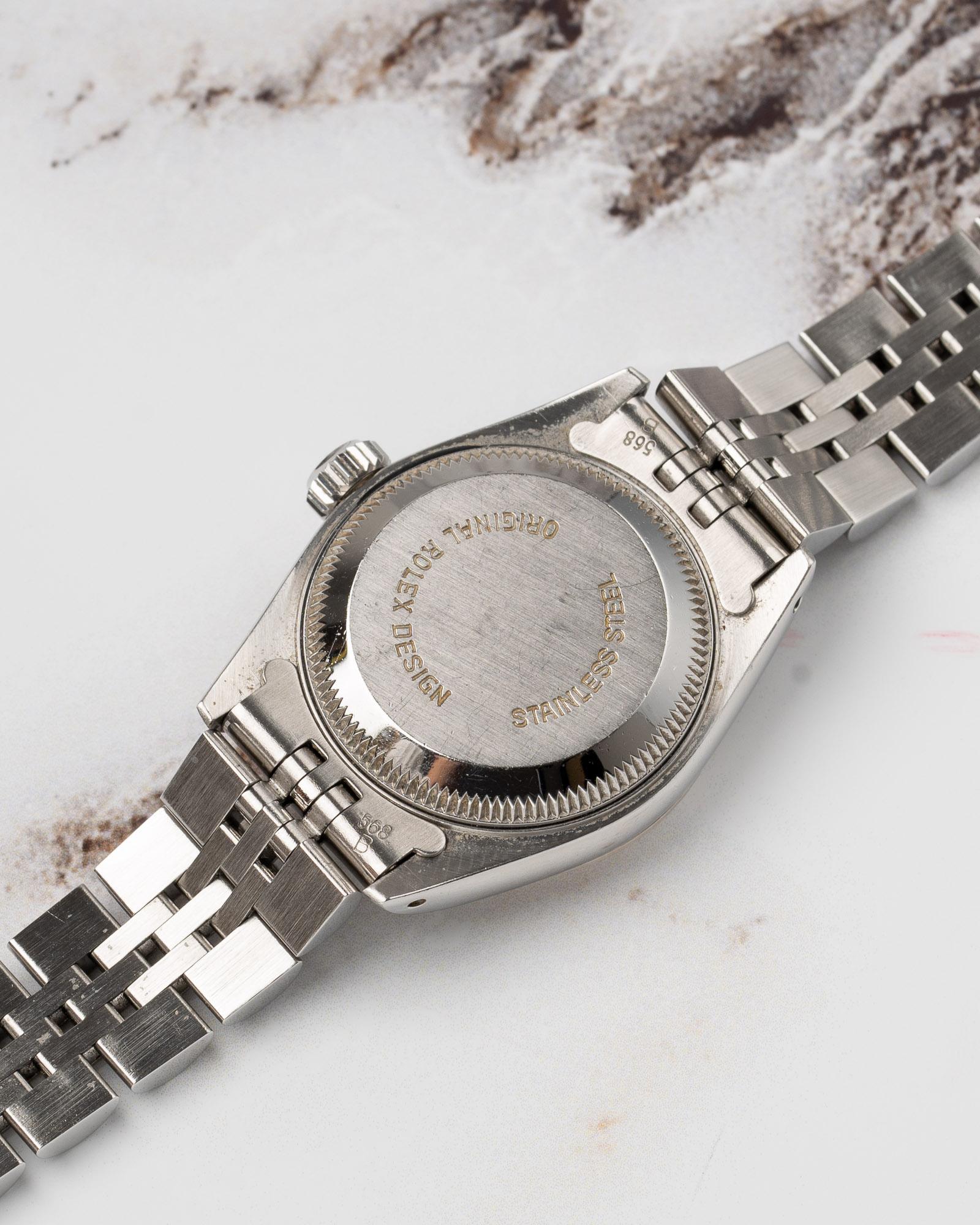 Rolex Mini Datejust 26mm 69174G Silver Diamond Dial 18k Fluted Bezel Jubilee 199 For Sale 2